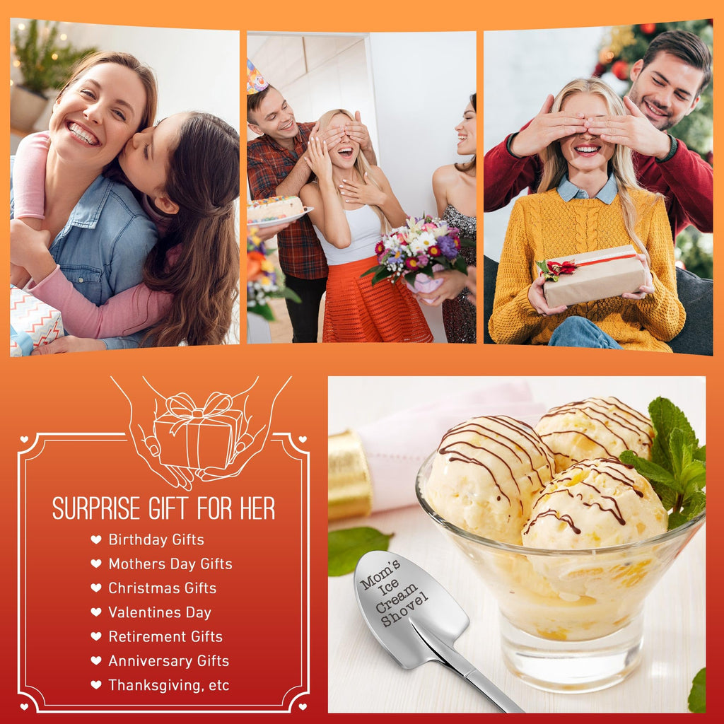 Funny Gifts for Mom Mothers Day - Mom Mother's Day Birthday Gifts from Daughter Son Kids Mom's Ice Cream Shovel Spoon Scoop Gift for Mother-in-law Mama Mommy Anniversary Present Ideas Kitchen Gadgets