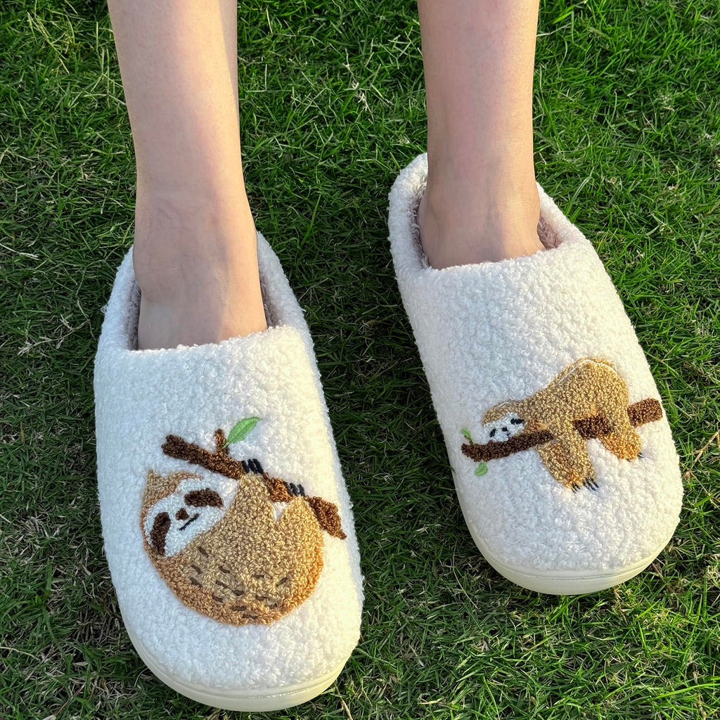 Cute Animal Slippers for Women Men Winter Fluffy Warm House Slippers Soft Plush Indoor outdoor Shoes