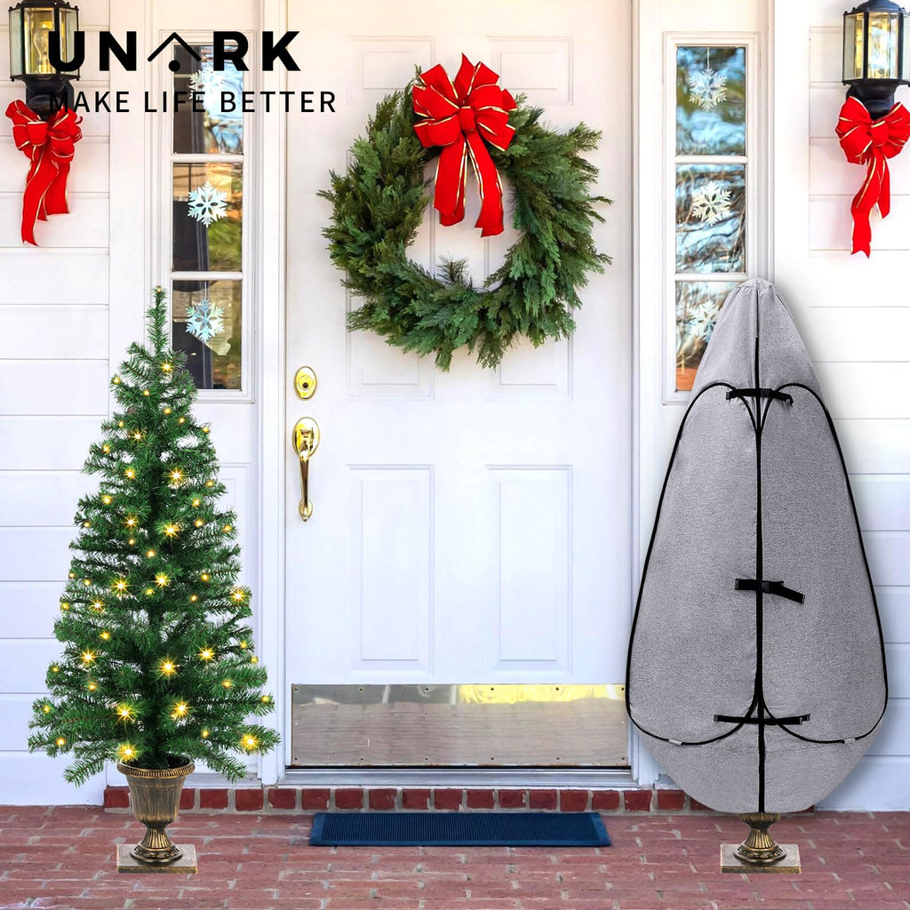 Upright Christmas Tree Storage Bag 7.5 Ft, Artificial Christmas Tree Storage Bag 6.5ft, Christmas Tree Cover for Upright Storage Fit 6 Ft / 6.5 Ft / 7 Ft / 7.5 Gray