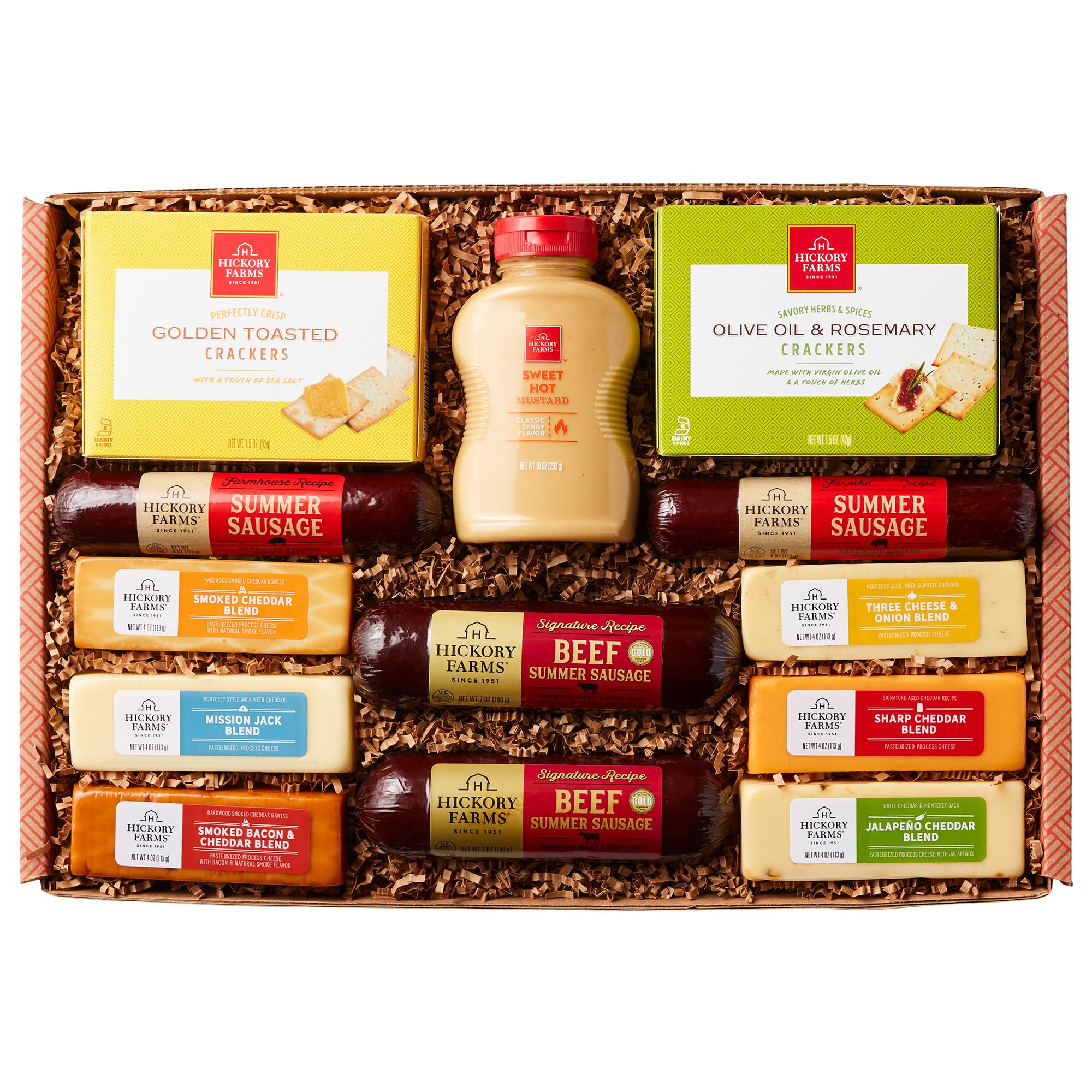 Hickory Farms Farmhouse Meat & Cheese Food Gift Basket (Small) - Box Set | Charcuterie Board Food | Summer Sausage | Father's Day | Mother's Day | Easter | Christmas | Holiday | Housewarming | Gourmet | Sympathy | Care Package