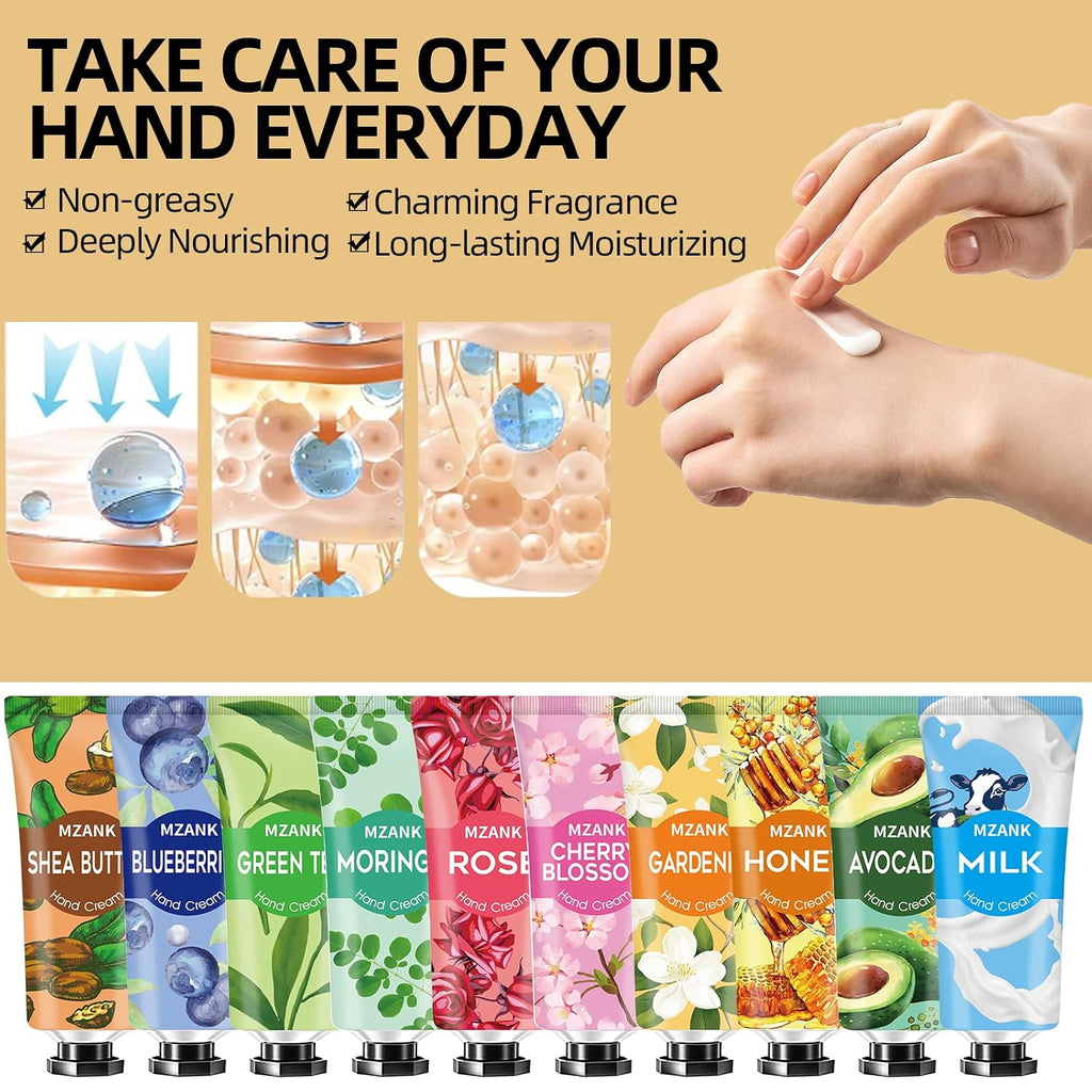 MZANK 14 Pack Hand Cream for Dry Cracked Hands,Mothers Day Gifts,Nurses Week Gifts,Teacher Appreciation Gifts,Bridesmaid Gifts,Birthday Gifts for Women,Hand Lotion Travel Size