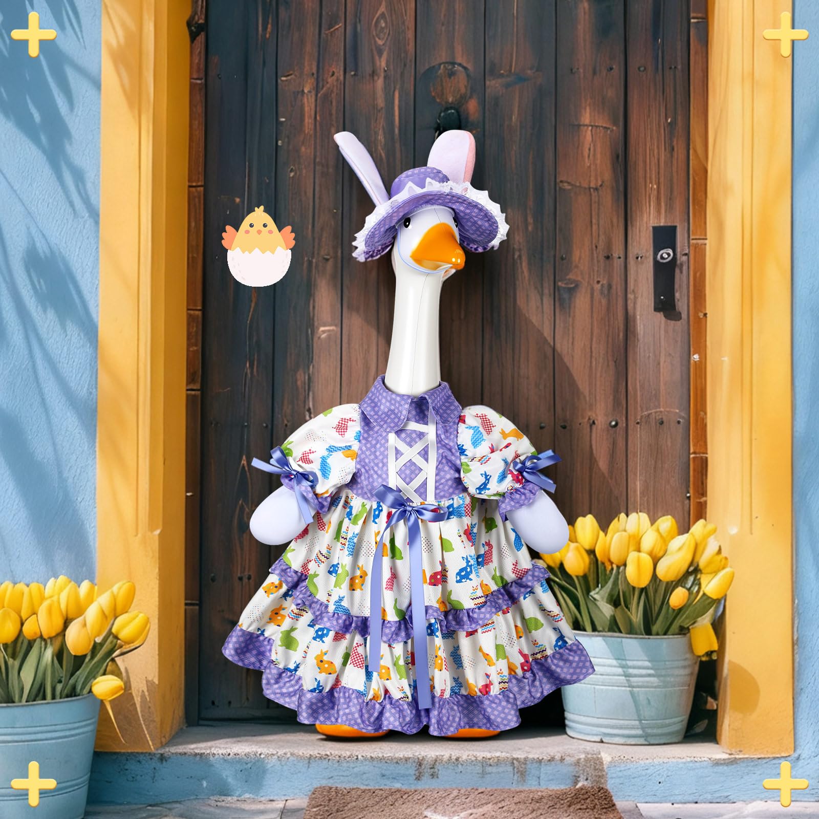 Suzile Fall Maple Porch Goose Outfit Autumn Goose Clothes for 23 Inch Cement or Plastic Geese Costume for Yard Lawn Outdoor Garden Patio Concrete Duck Statue Dress Thanksgiving Party Holiday Decor