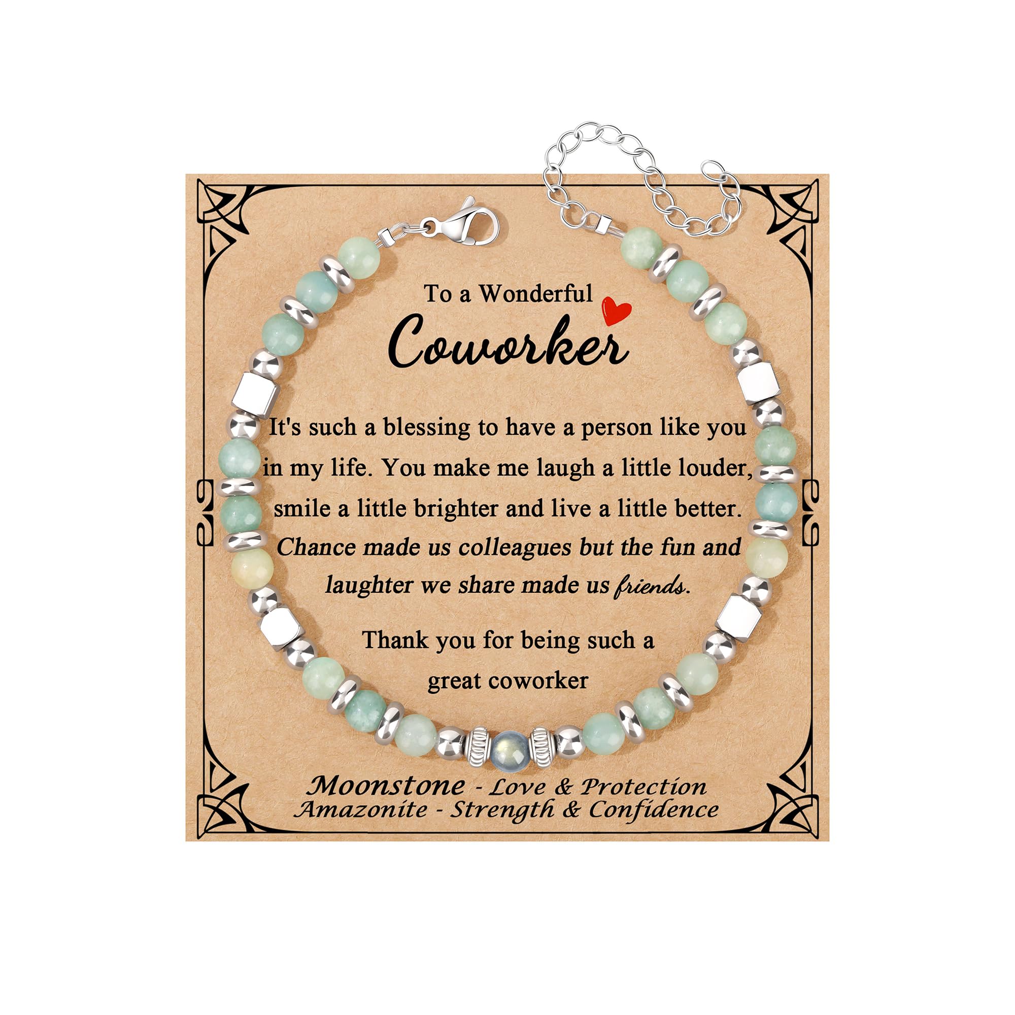 JoycuFF 𝗚𝗶𝗳𝘁𝘀 𝗳𝗼𝗿 𝗪𝗼𝗺𝗲𝗻 𝗠𝗼𝗼𝗻𝘀𝘁𝗼𝗻𝗲 𝗕𝗿𝗮𝗰𝗲𝗹𝗲𝘁 Amazonite Colorful Imperial Jasper Stainless Steel Beads Bracelets, Graduation Christmas Valentines Mothers Day Birthday Gifts