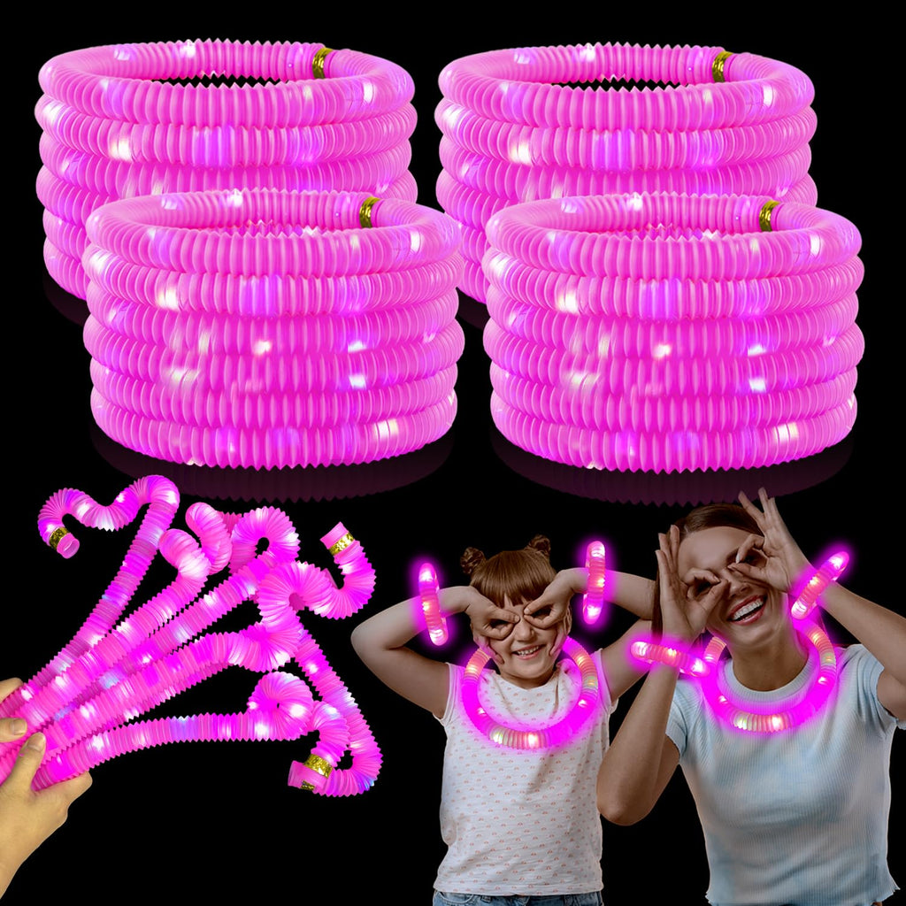 Kannove 12-24 PCS Green Glow Sticks Party Favors Supplies for Kids,4th of July LED Light up Pop Tubes for Toddlers,Neon Necklaces Bracelets Accessories,Glow Birthday Dance Camping Party Decorations