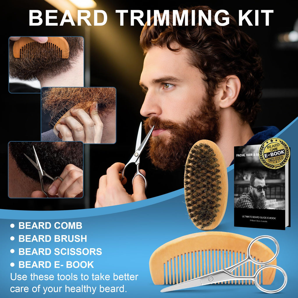 XIKEZAN Fathers Day Gifts for Dad Husband,Beard Kit for Men Grooming & Care w/Beard Conditioner, Wash,Oil,Balm,Birthday Valentines Easter Gifts for Mens Him Boyfriend Christmas Stocking Stuffers