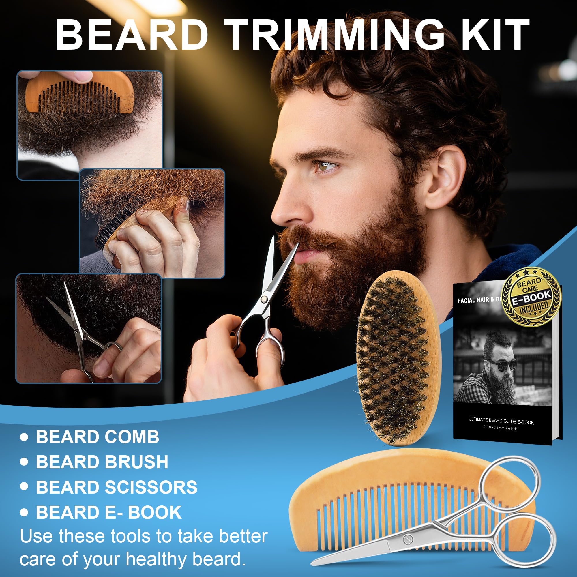 XIKEZAN Fathers Day Gifts for Dad Husband,Beard Kit for Men Grooming & Care w/Beard Conditioner, Wash,Oil,Balm,Birthday Valentines Easter Gifts for Mens Him Boyfriend Christmas Stocking Stuffers