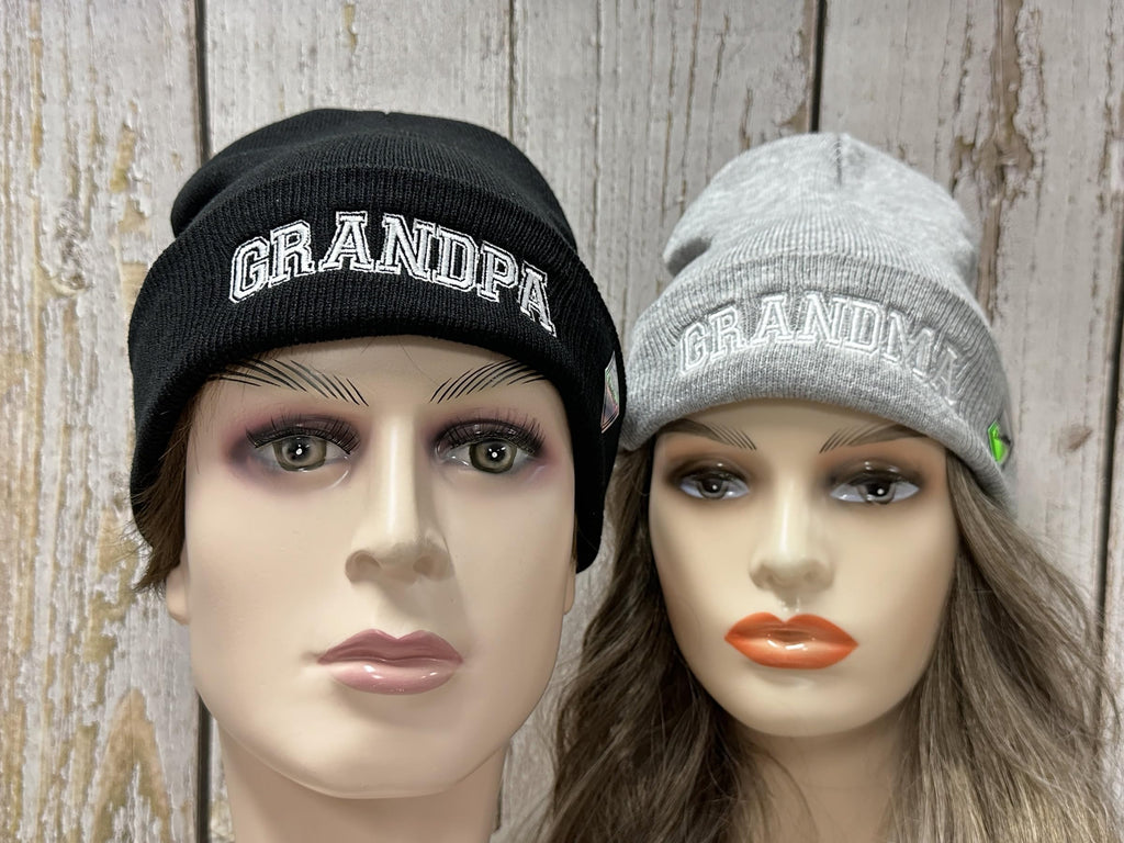 Mr Mrs Grandpa Grandma Dad Mom Hubby Wifey Beanie Hats