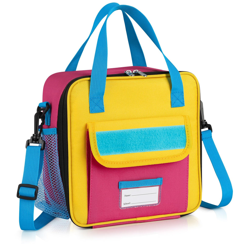 REDSHELL Tactical Lunch Box Kids, Large Insulated Lunch Bag for Girls, Cooler Lunchbag, Square Toddler Lunchbox, School Daycare Lunch Tote Pail with Water Bottle Holder Shoulder Strap, Purple