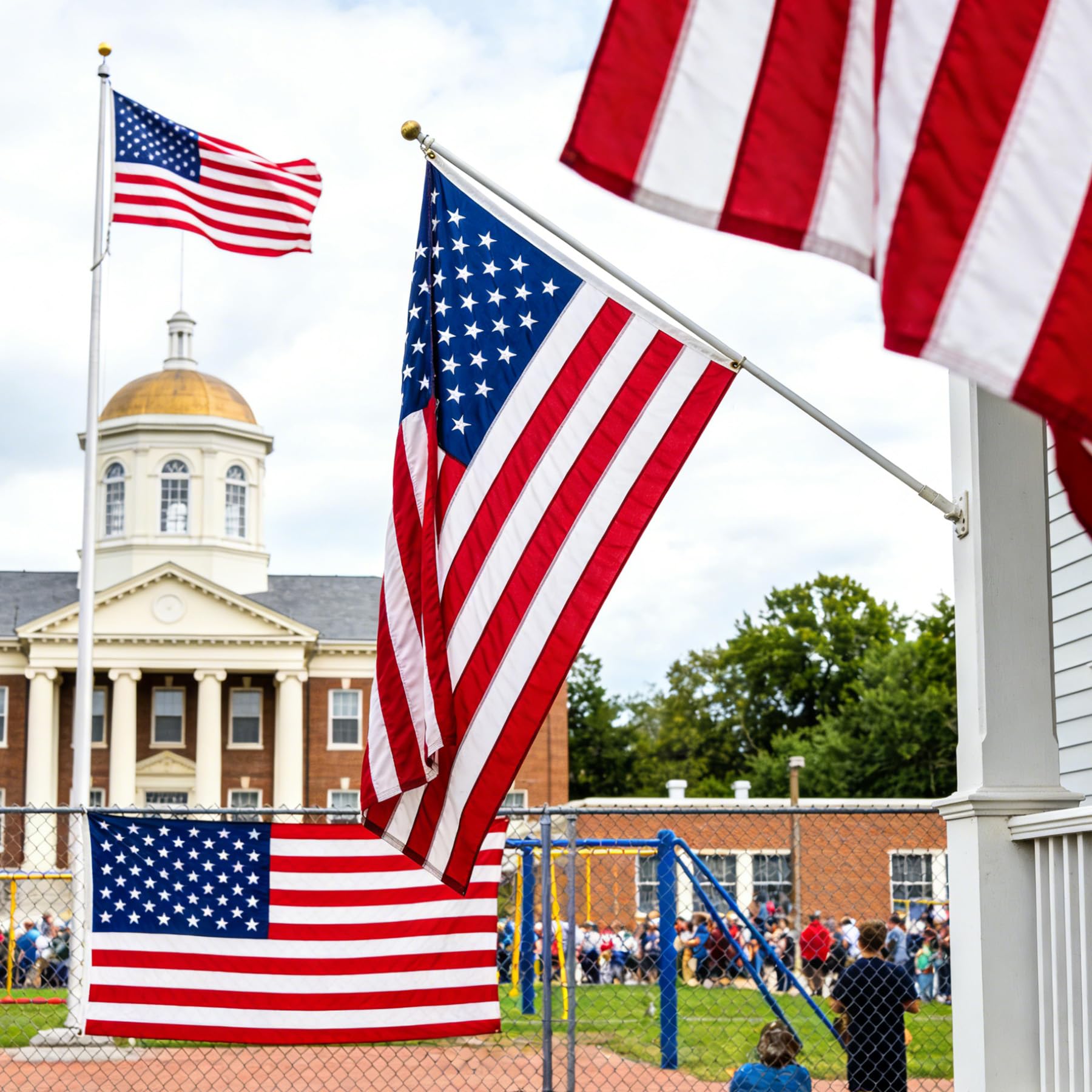 American Flag Durable Nylon 3x5 Ft Outdoor Heavy Duty,100% Nylon fabric made in the USA ,Longest Lasting Non Fading American Flags for Outside 3x5,Waterproof Embroidered American Flag, All Weather US Flags Use Outdoor High Wind,Tear Proof America Flag Sew