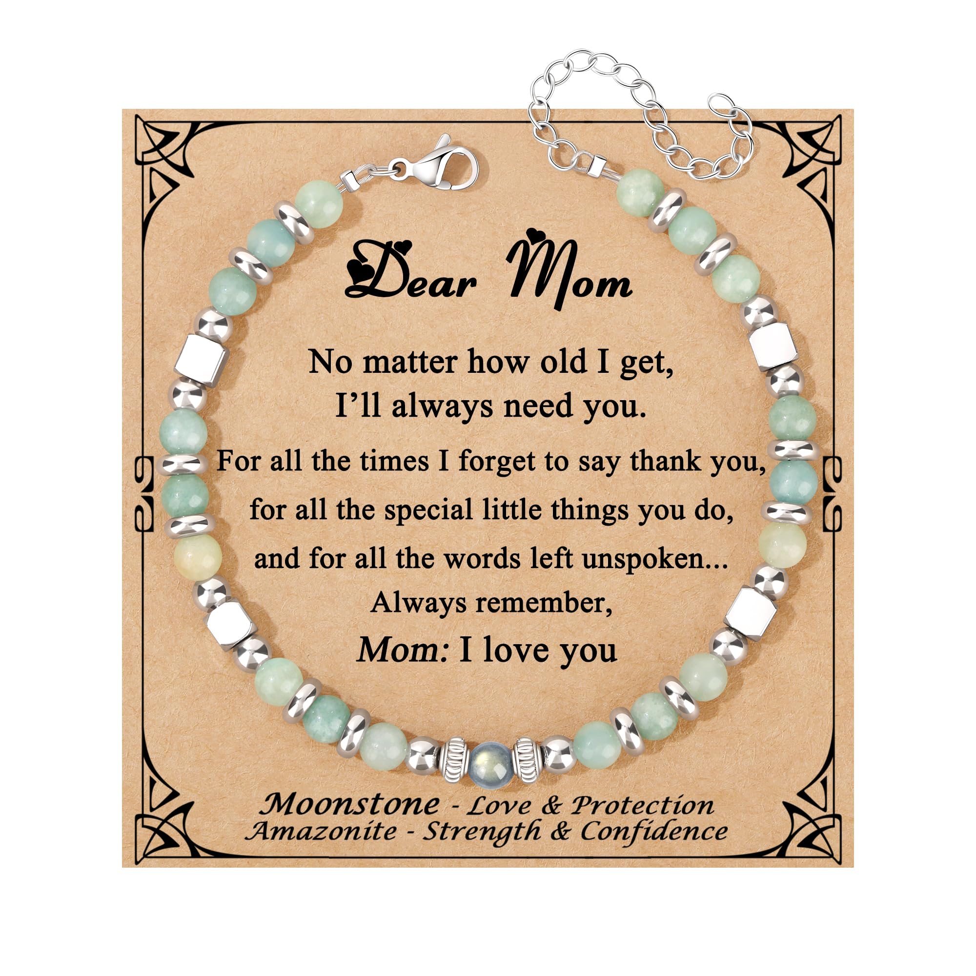 JoycuFF 𝗚𝗶𝗳𝘁𝘀 𝗳𝗼𝗿 𝗪𝗼𝗺𝗲𝗻 𝗠𝗼𝗼𝗻𝘀𝘁𝗼𝗻𝗲 𝗕𝗿𝗮𝗰𝗲𝗹𝗲𝘁 Amazonite Colorful Imperial Jasper Stainless Steel Beads Bracelets, Graduation Christmas Valentines Mothers Day Birthday Gifts