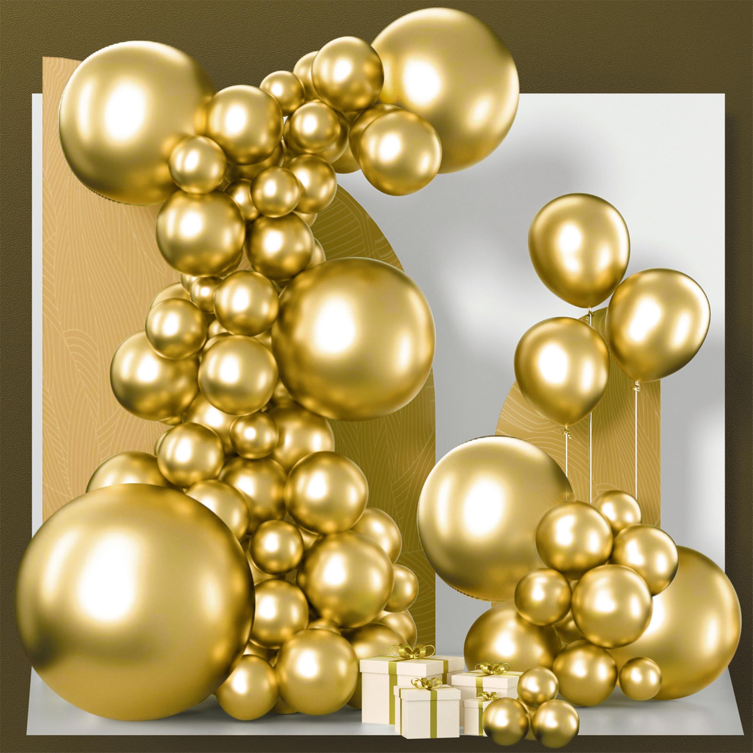 PartyWoo Gold Balloons 100pcs 12 Inch Gold Latex Helium Balloons for Birthday Wedding Anniversary Baby Shower Graduation Bachelorette Retirement Engagement Tea Casino Disco Party Decorations Gold-G101