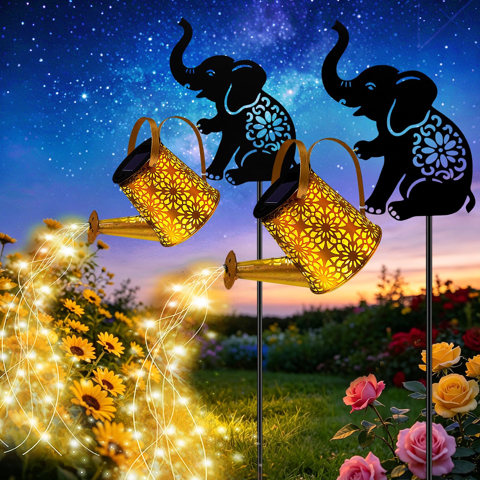 Solar Watering Can Lights, Cat Hanging Lantern Solar Lights Outdoor, Cat Lover Gifts for Mom Women Birthday Mother's Day Christmas, Waterproof Garden Decor Outside Patio Yard Pathway Backyard