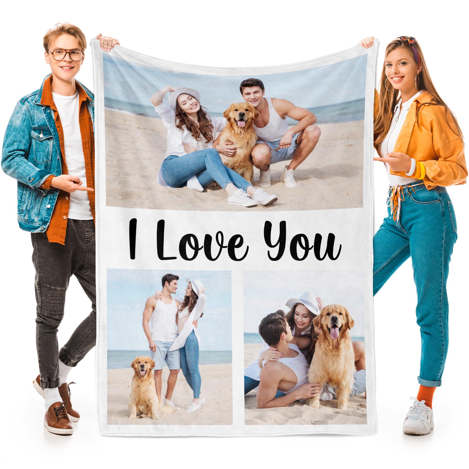 inkArts Custom Blanket Throws with Photos Text Personalized with Picture Customizable, Customize for Mom, Dad, Couple, Girlfriend, Boyfriend, Husband & Wife