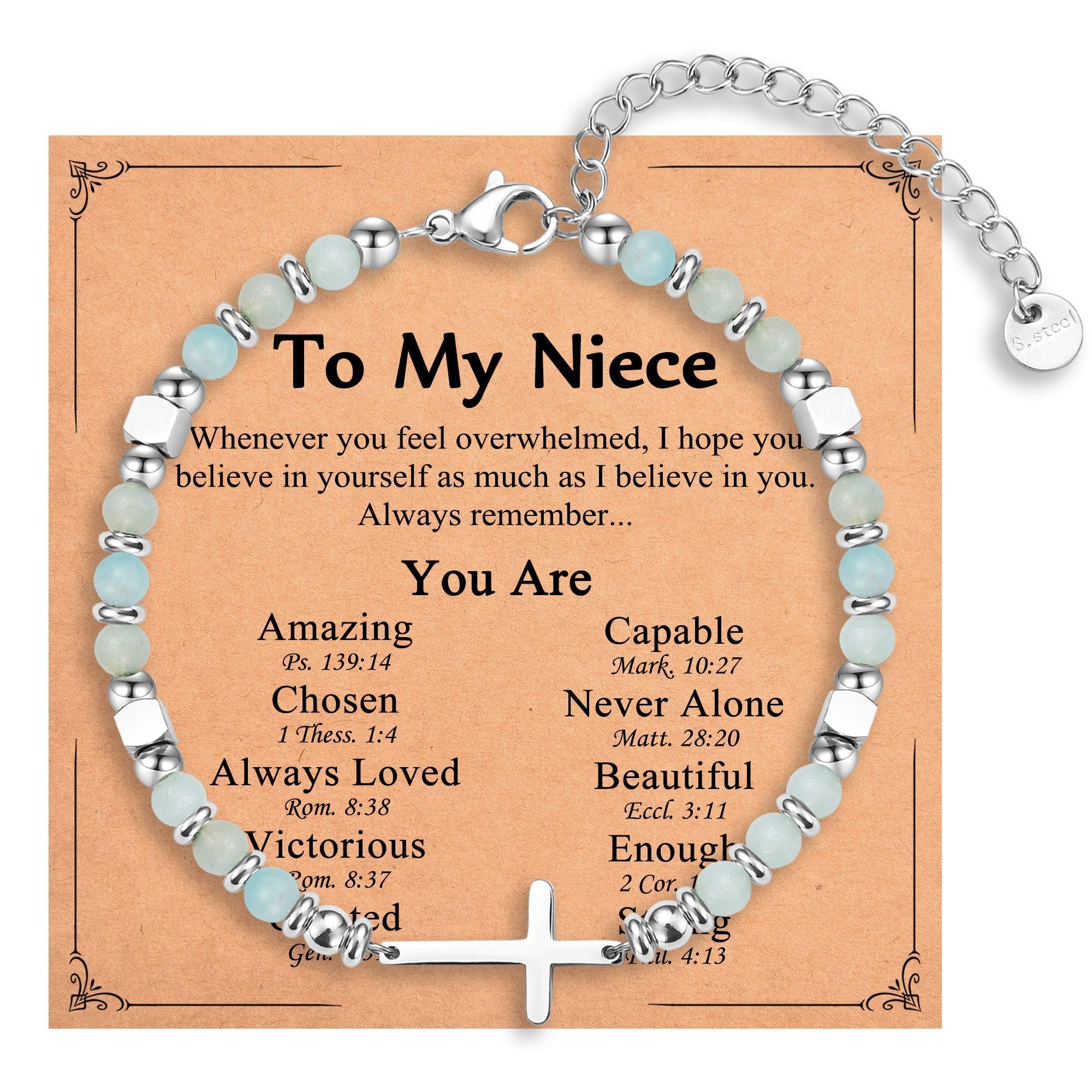 Religious Cross Bracelet for Women Girls, Christian Gifts for Daughter Granddaughter Sister in Christ Friend Niece on Birthday Christmas Easter Valentines Day Graduation