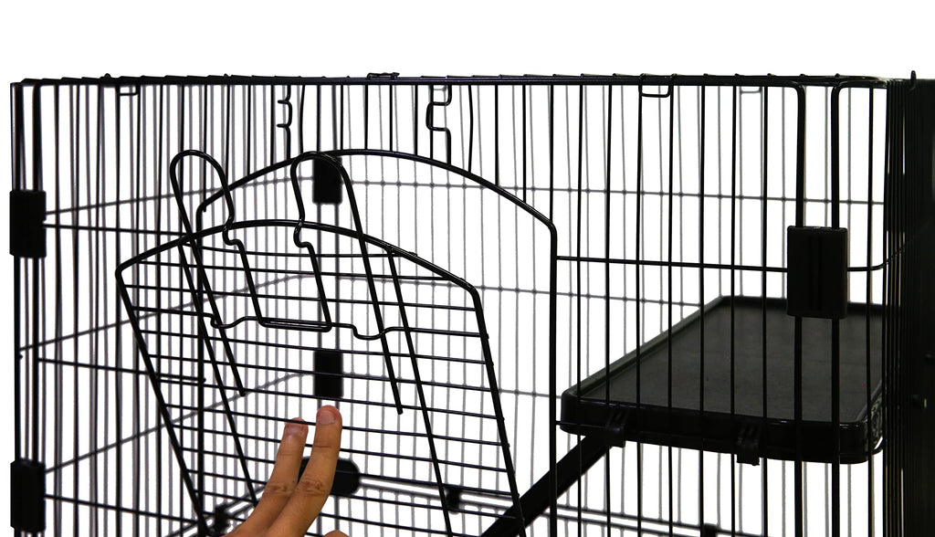 Homey Pet 3 Levels Chinchilla Ferret Pet Crate Small Animals Cages for Rat, Hamster, Guinea Pig, Squirrel, Include Caster Tray and Urine Guard (Black)