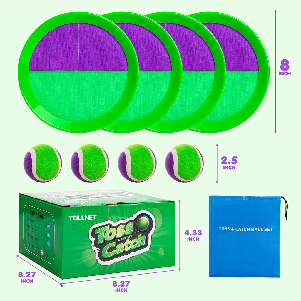 TEILLNET Toss and Catch Ball Set Upgraded - Kids Toys Beach Toys Baseball Games - Sturdy & Water-Resistant for Outdoor Pool Yard Games - Classic Gift for Boys Girls 3 4 5 6 7 8 9 10 11 12+ Years