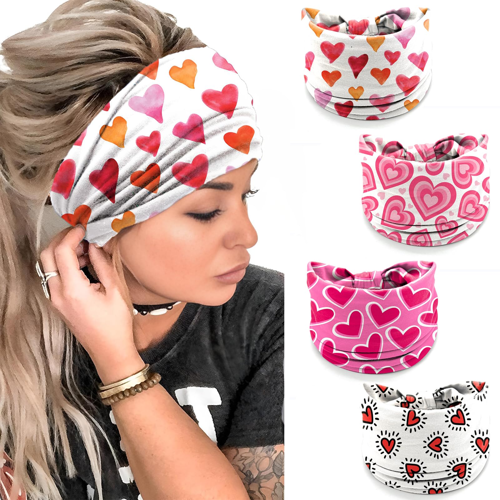 winthrop 4 Pack Autumn Maple Leaf Headbands for Women, Thanksgiving Wide Stretchy Yoga Workout Hair Bands, Soft Non-Slip Fall Turban Headwraps for Running Makeup Everyday Use