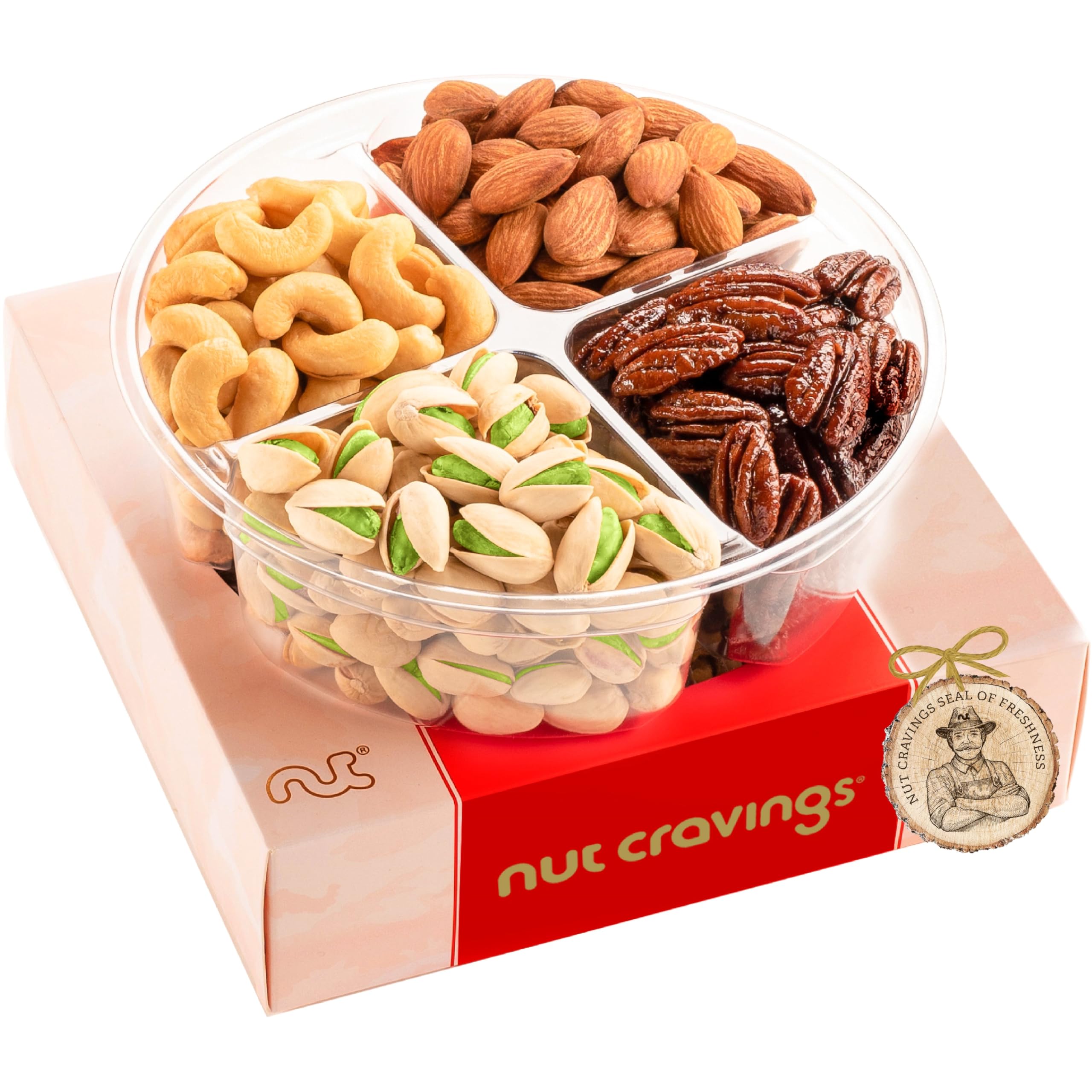 NUT CRAVINGS - Fathers Day Treats, Gift For Dad, Mixed Nuts Heart Shaped Gift Basket, Love in A Box (6 Assortments, 2 LB) Romantic Food Arrangement, Healthy Snack Care Package, Food Assortments