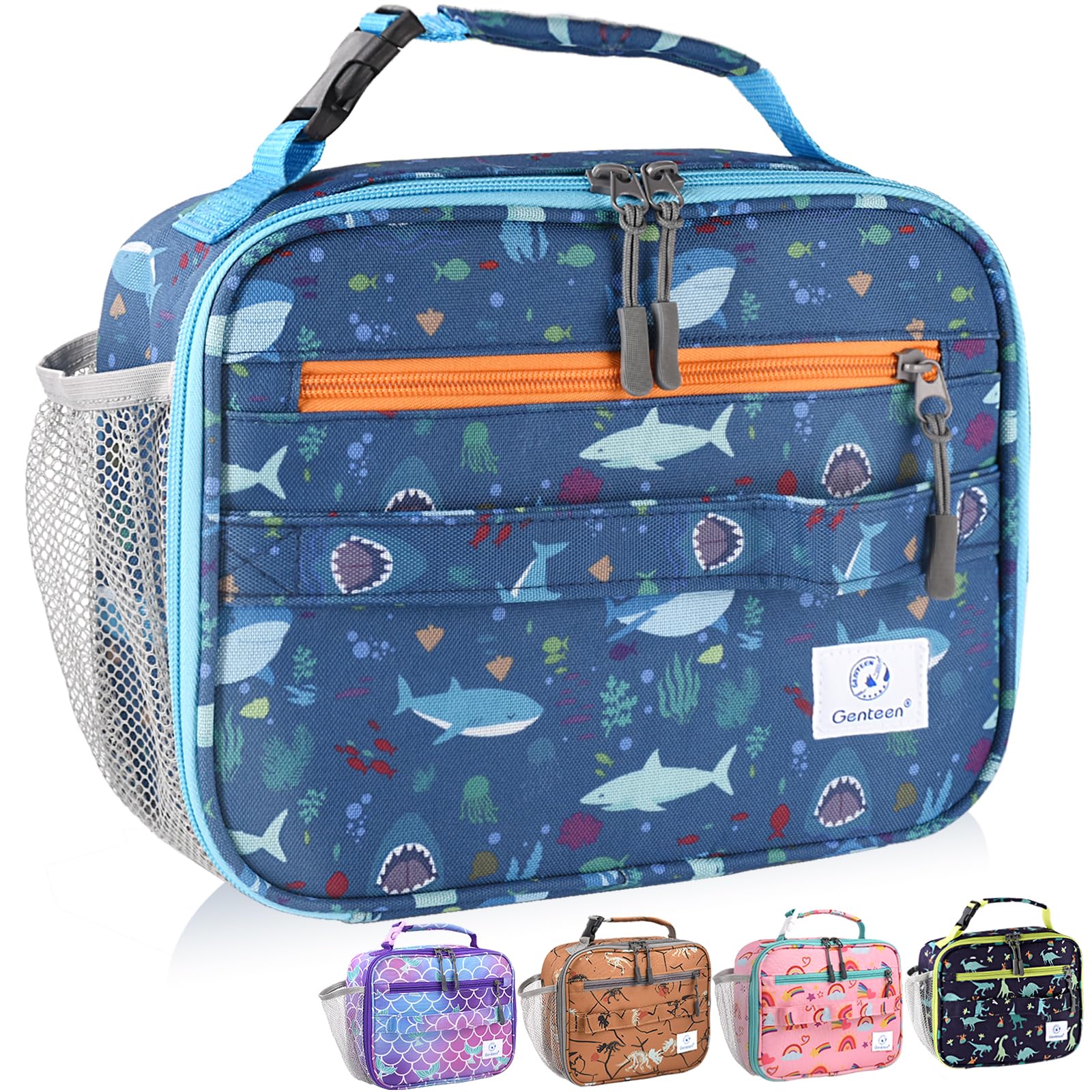 Genteen Lunch Box Kids, Insulated Lunch Bag Kids Boys Girls Back to School, Soft Lunch Box for Men Reusable Lunchbox for Office,Outdoor,School (Black)