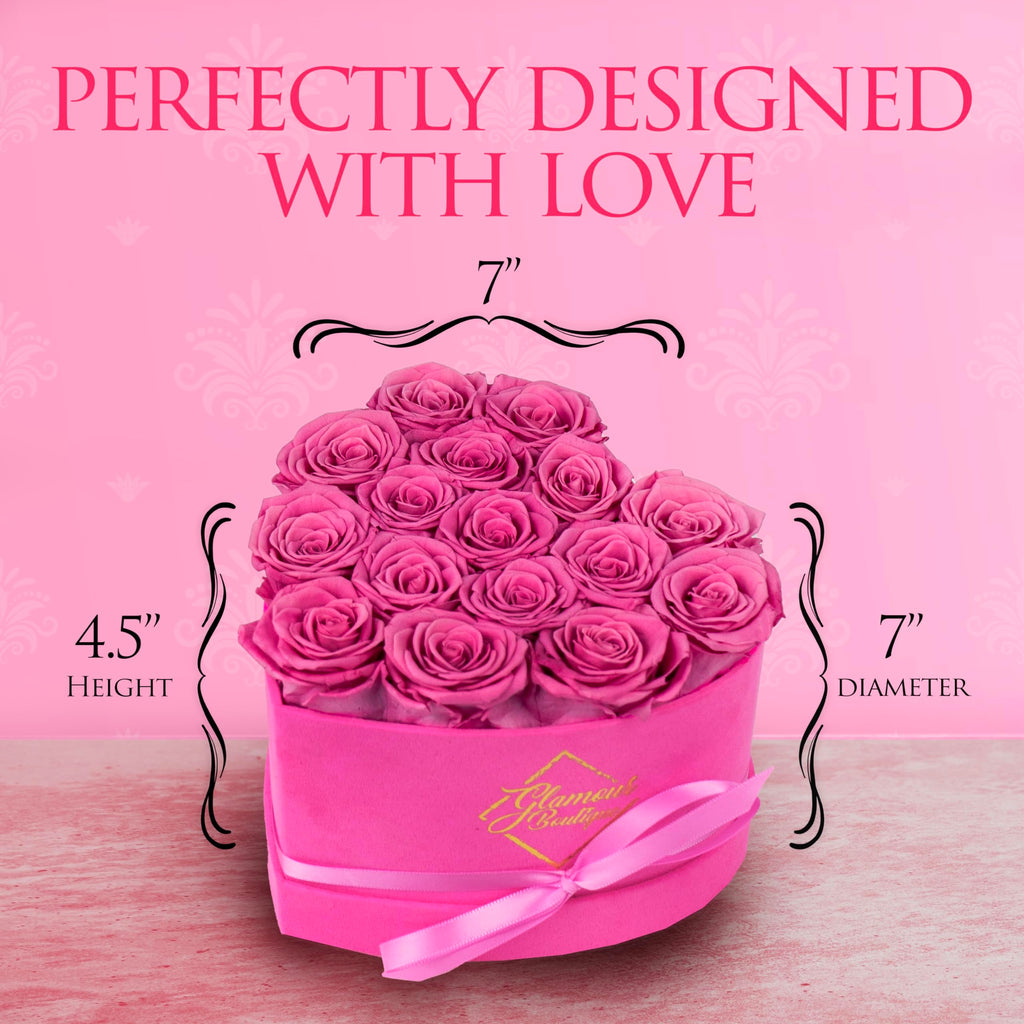 GLAMOUR BOUTIQUE 16 Flower Forever Heart Shape Box, Mothers Day Gift For Mom, Eternal Preserved Roses Gift for Her, Flowers bouquet, For Birthday, Anniversary, Girlfriend - Red