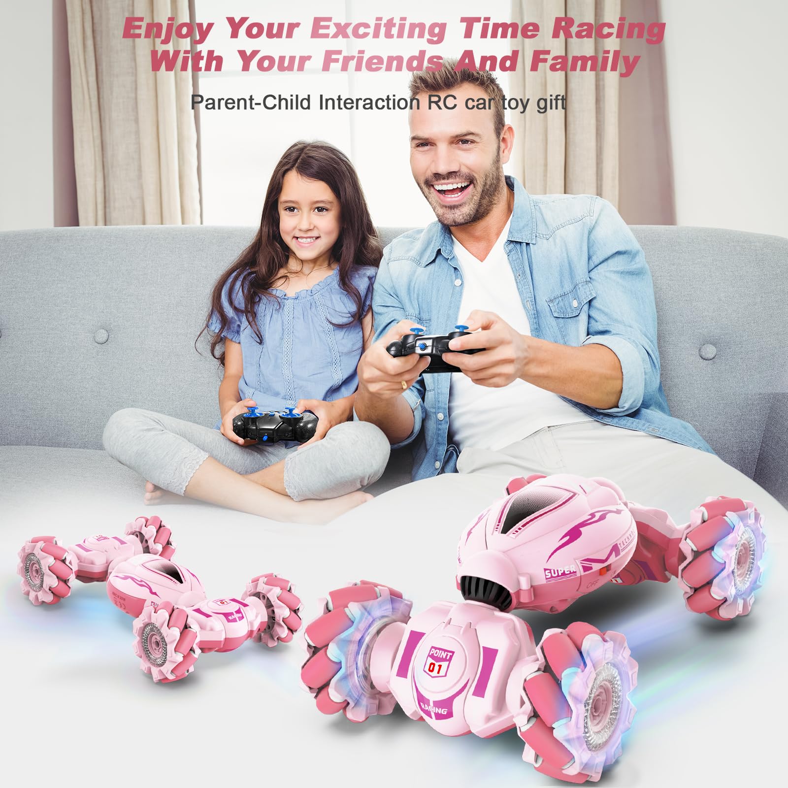 Fosgoit Gesture Sensing RC Stunt Car - Toys for 6-12 Years Old Boys Girls, 4WD Remote Control Car, Hand Controlled Car with Lights Music, Cool Birthday Gifts for Kids Age 6 7 8 9 10 11 12 Years Old
