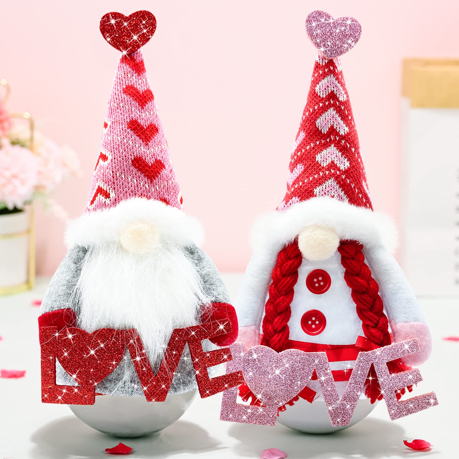 Valentines Day Decor - Valentines Day Decorations - Valentine Couple Gnomes Decorations for Home, Office - Valentine's Gifts for Her, Wife, Women, Girlfriend - Romantic Anniversary Vday Wedding Gift