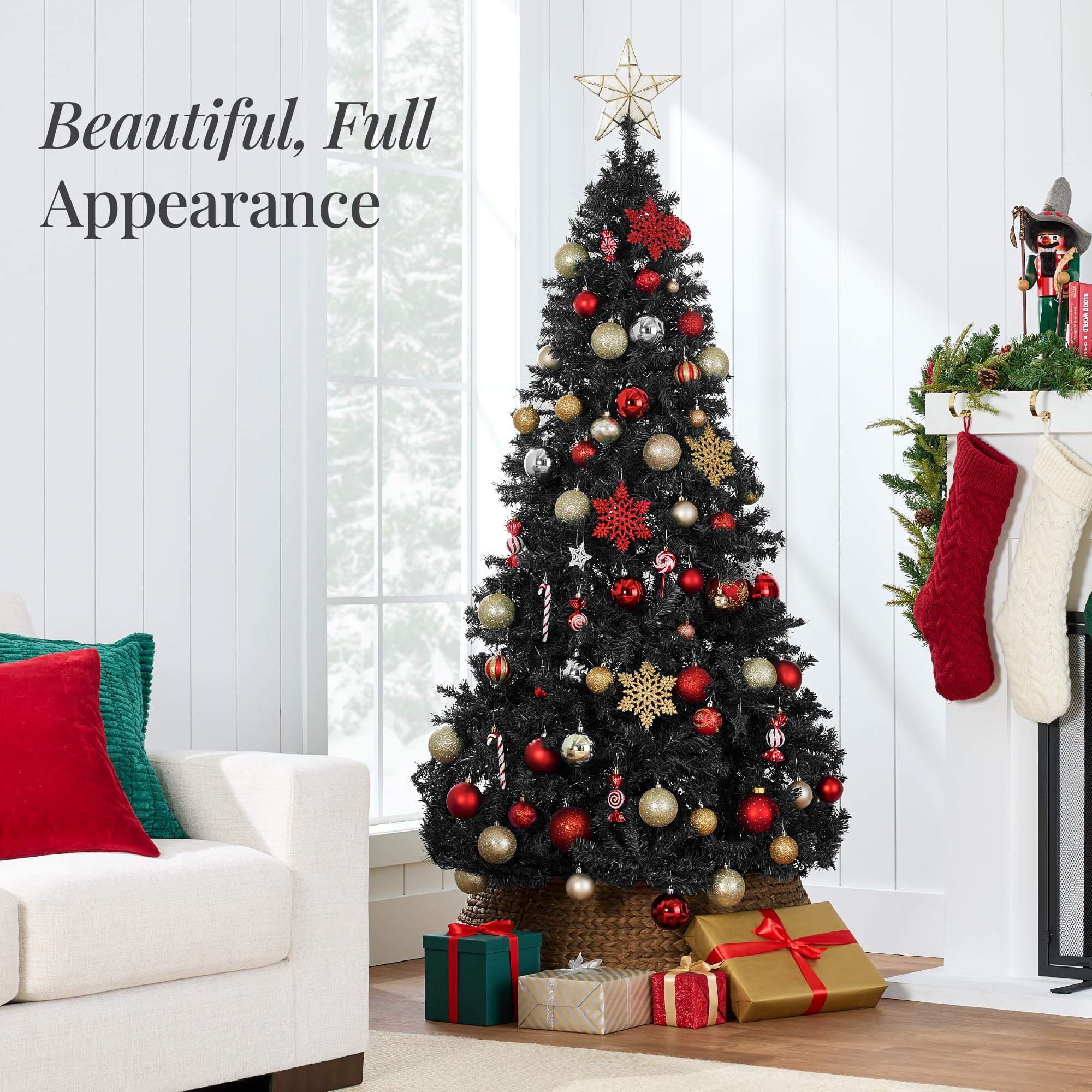Best Choice Products Artificial Christmas Tree, 6ft Premium Unlit Hinged Design, Dense Branches Realistic Holiday Décor w/Easy Assembly, Base