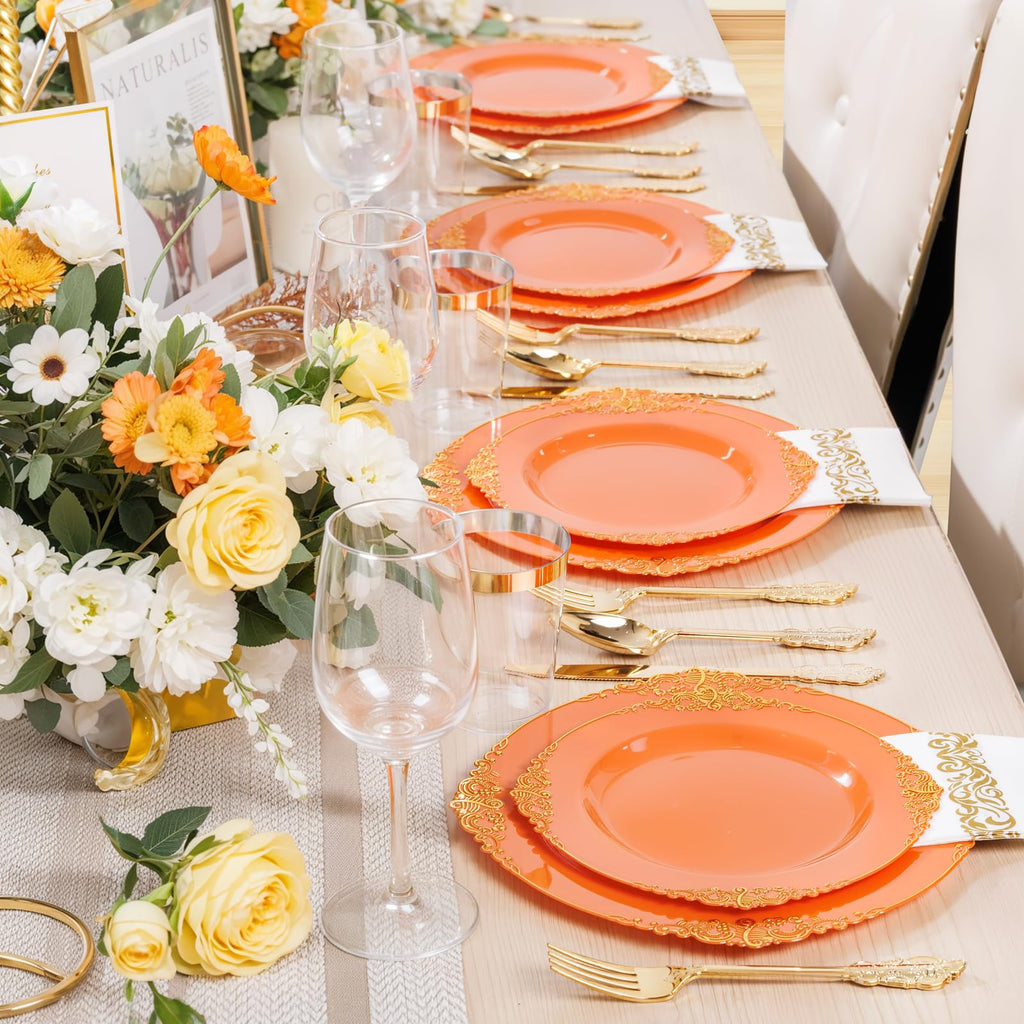 Nervure 175PCS Clear Blue Plastic Plates - Plastic Dinnerware Set Include 25Dinner Plates, 25Dessert Plates, 25Cups, 25Forks, 25Knives, 25Spoons, 25Napkins Perfect for Wedding & Party