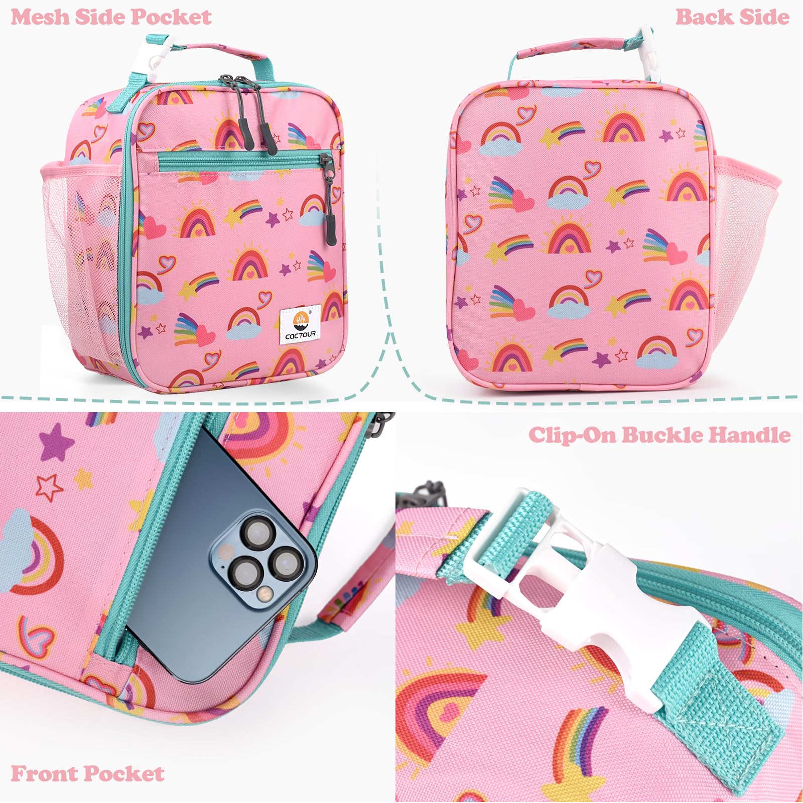 CaCTOUR Lunch Box Kids,Premium Insulated Lunchbox for Girls Boys,Soft Mini Cooler Bag Back to School Thermal Reusable Lunch Bag for Work School Picnic (Blue)