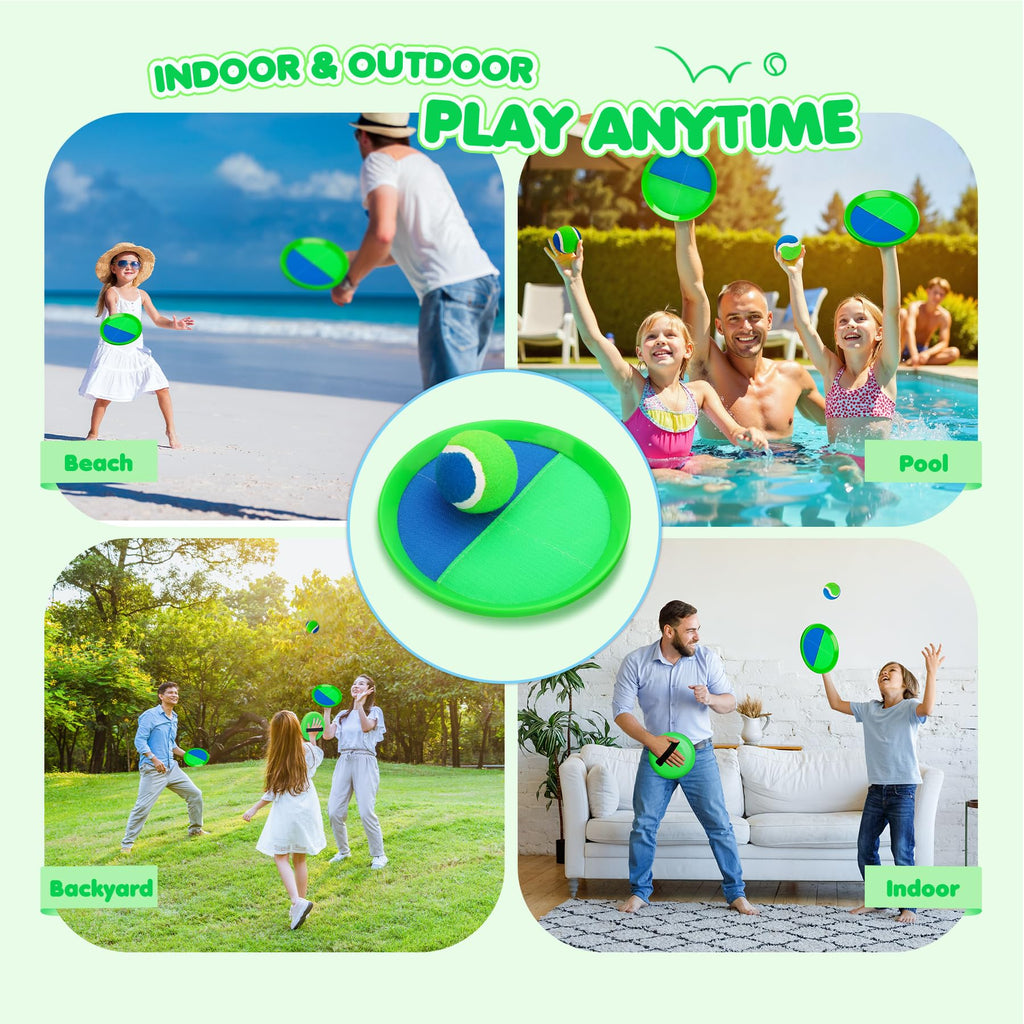 TEILLNET Toss and Catch Ball Set Upgraded - Kids Toys Beach Toys Baseball Games - Sturdy & Water-Resistant for Outdoor Pool Yard Games - Classic Gift for Boys Girls 3 4 5 6 7 8 9 10 11 12+ Years