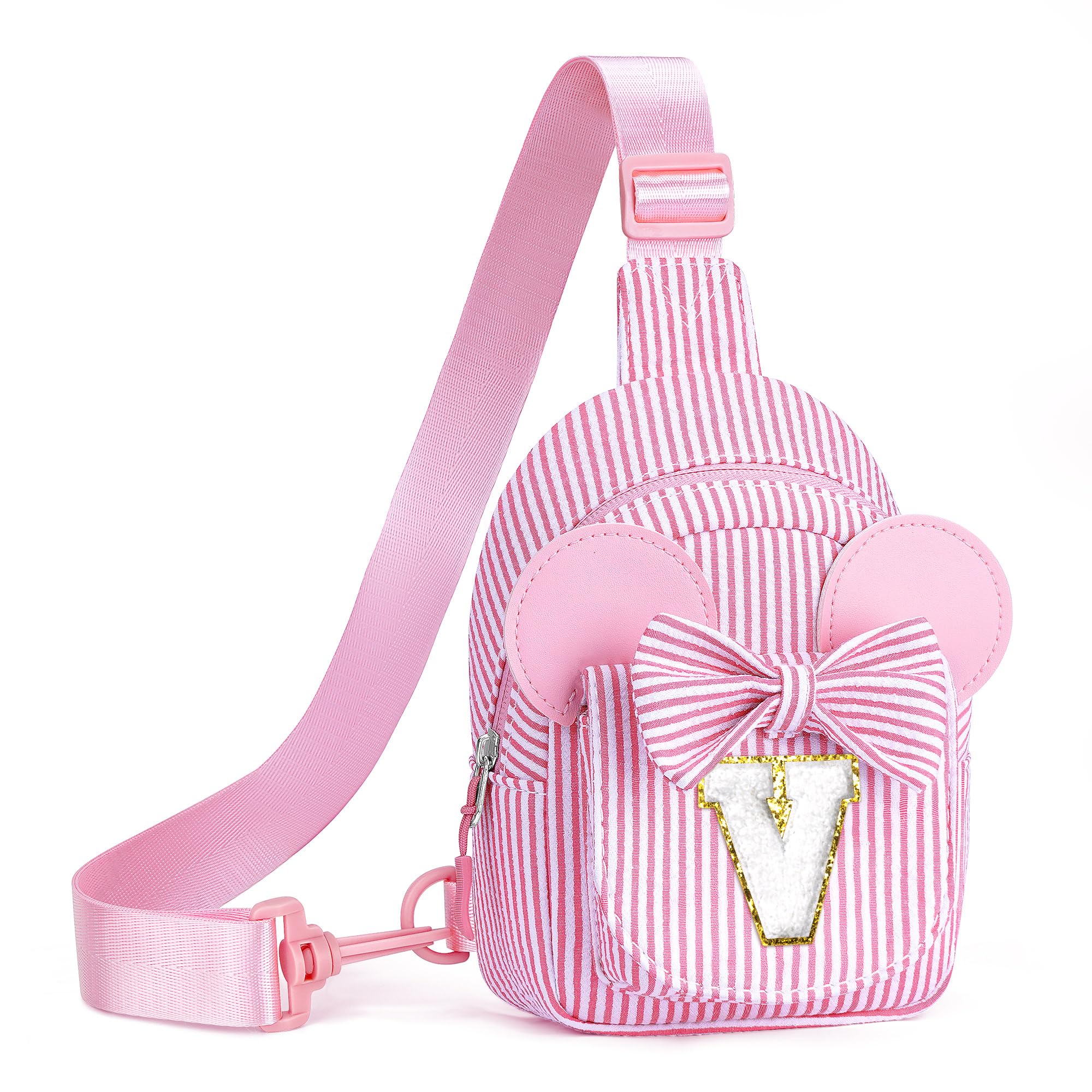 Birthday Gifts for Girls Kids, Personalized Small Initial Pink Sling Bag for Kid Girls | Small Initial Monogram Fanny Packs Crossbody Bag Purse for Girl Kid Year Old Birthday Gifts (Pink A)