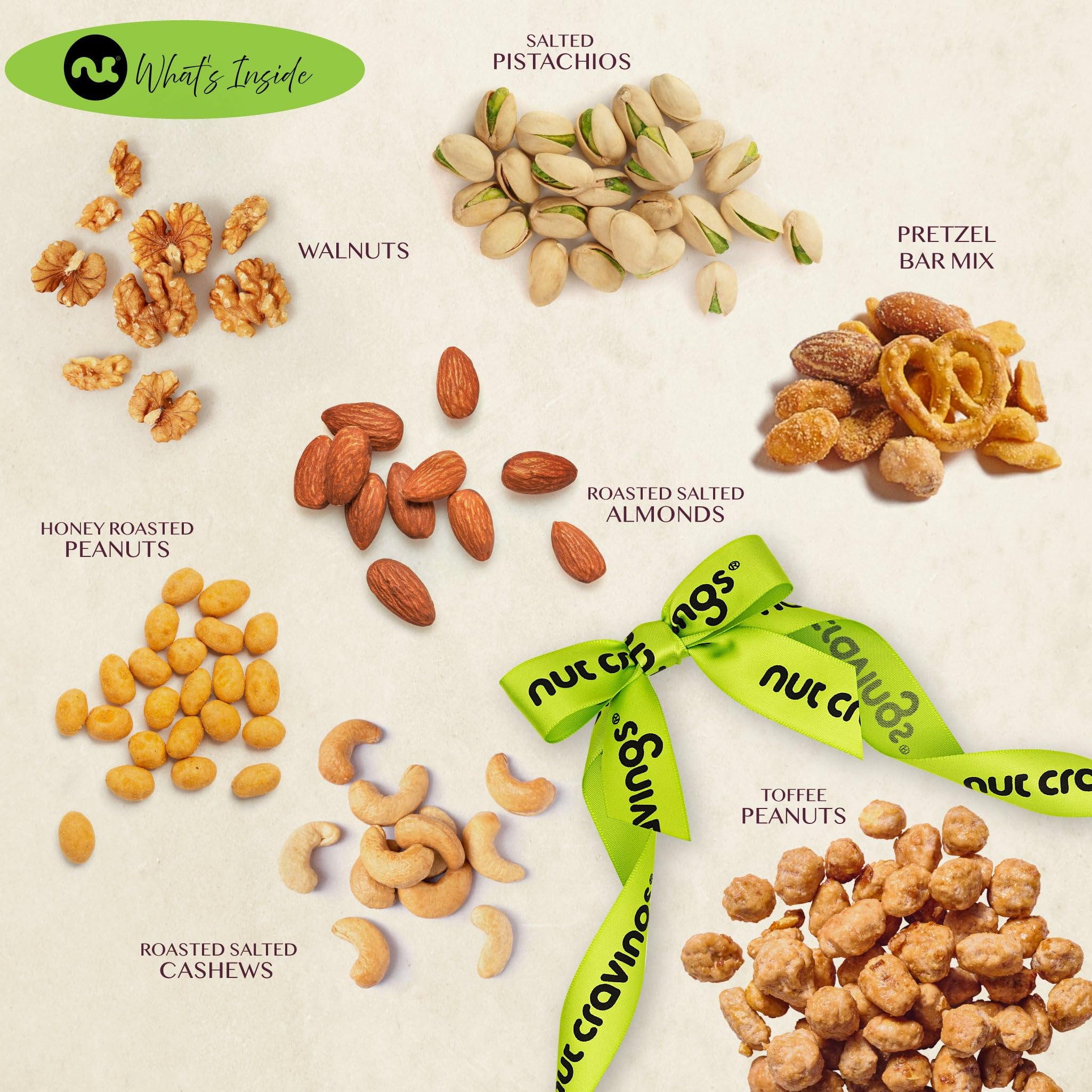 NUT CRAVINGS - Fathers Day Treats, Gift For Dad, Mixed Nuts Heart Shaped Gift Basket, Love in A Box (6 Assortments, 2 LB) Romantic Food Arrangement, Healthy Snack Care Package, Food Assortments
