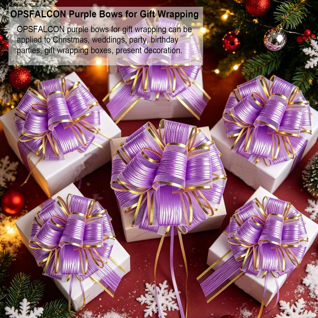6 PCS Large Pull Bows, Gift Wrapping Bows, Gift Wrapping Ribbon Pull Bows Gift Bows for Wedding, Birthday, Christmas, Valentine's Day, Gift Baskets, Party, Presents Decor, Holiday Decor (Blue)