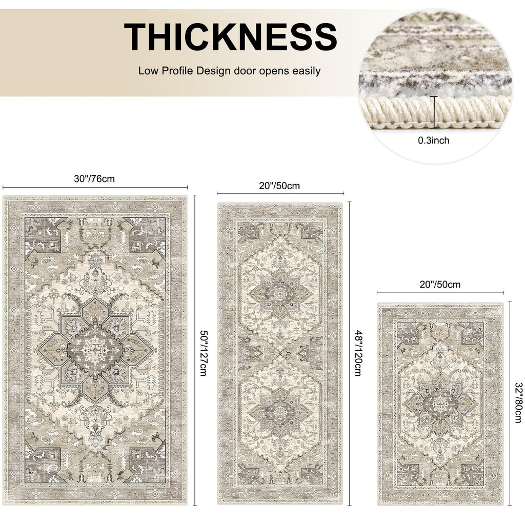 Yamaziot Christmas Kitchen Rugs Sets of 3, Non Slip Kitchen Mats for Floor with Rubber Backing, Holiday Christmas Snowflake Runner Rug Decor Home Decorations for Kitchen, Laundry Room, Hallway