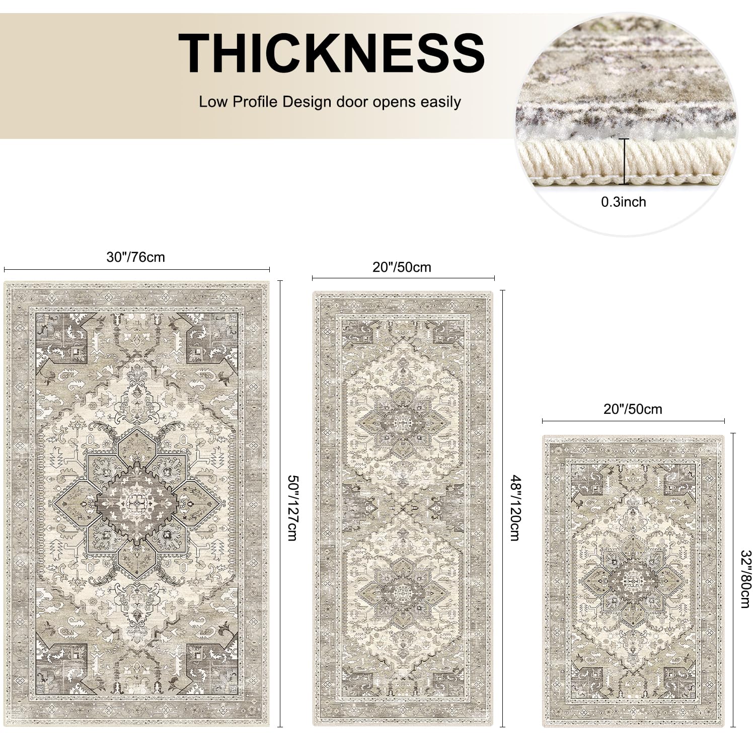 Yamaziot Christmas Kitchen Rugs Sets of 3, Non Slip Kitchen Mats for Floor with Rubber Backing, Holiday Christmas Snowflake Runner Rug Decor Home Decorations for Kitchen, Laundry Room, Hallway