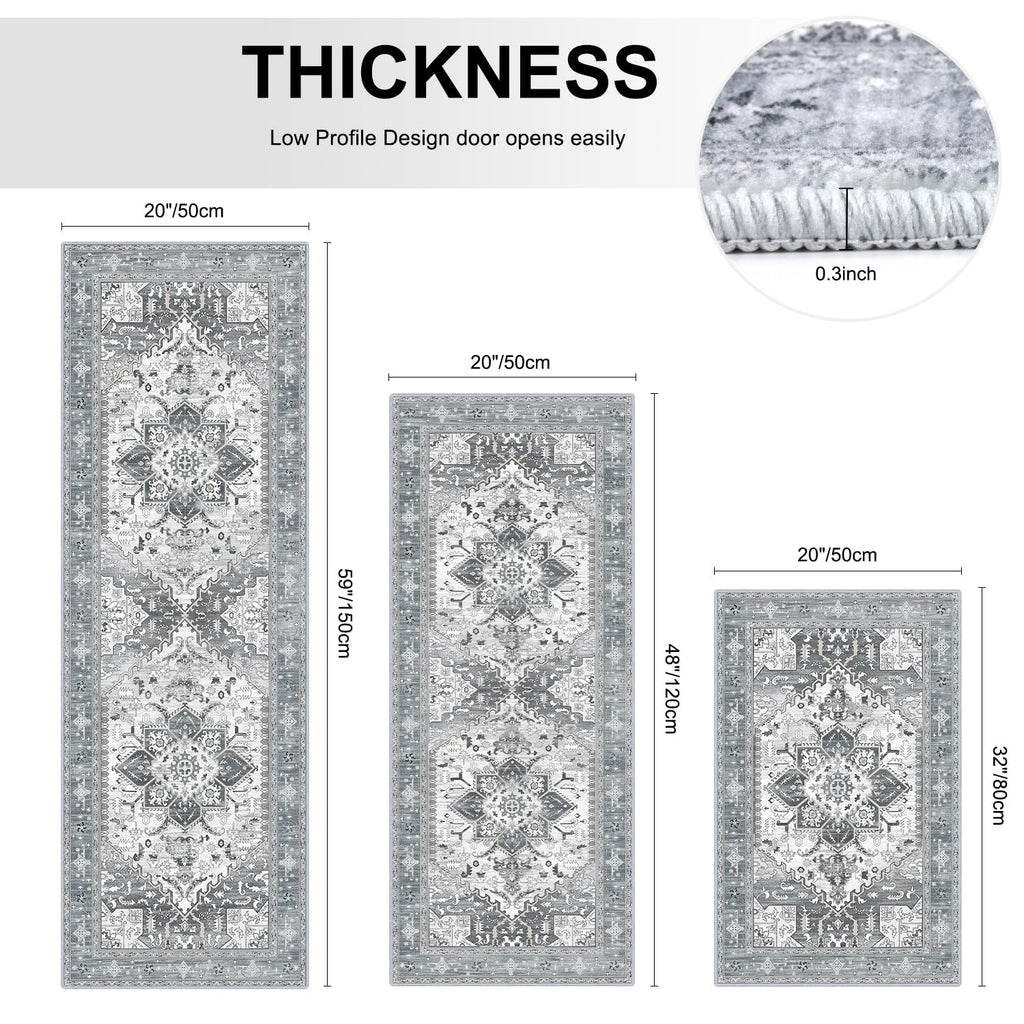 Yamaziot Christmas Kitchen Rugs Sets of 3, Non Slip Kitchen Mats for Floor with Rubber Backing, Holiday Christmas Snowflake Runner Rug Decor Home Decorations for Kitchen, Laundry Room, Hallway