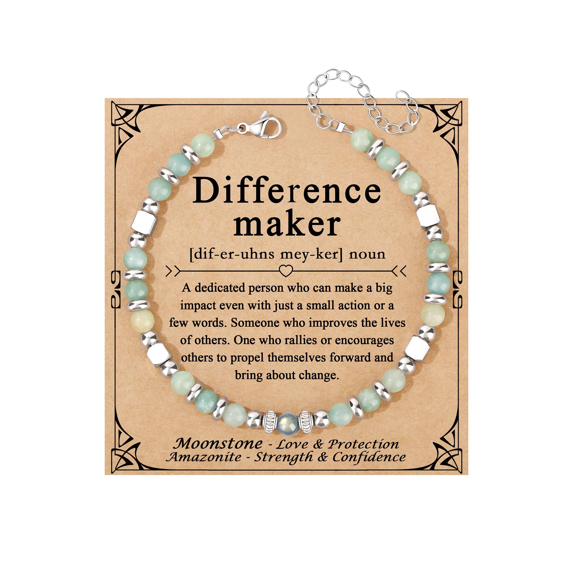 JoycuFF 𝗚𝗶𝗳𝘁𝘀 𝗳𝗼𝗿 𝗪𝗼𝗺𝗲𝗻 𝗠𝗼𝗼𝗻𝘀𝘁𝗼𝗻𝗲 𝗕𝗿𝗮𝗰𝗲𝗹𝗲𝘁 Amazonite Colorful Imperial Jasper Stainless Steel Beads Bracelets, Graduation Christmas Valentines Mothers Day Birthday Gifts