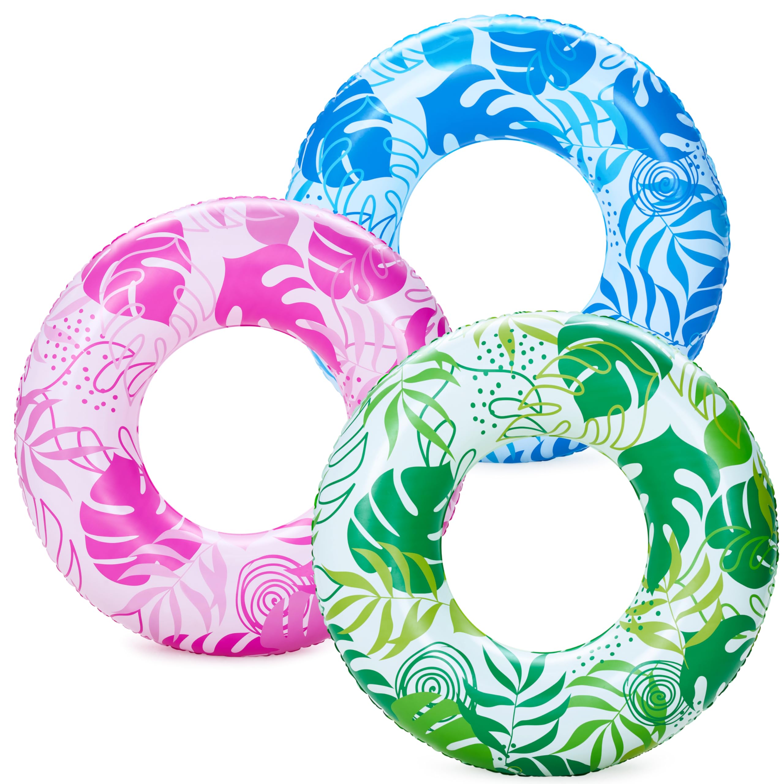 JOYIN Inflatable Swim Tube Raft (3 pack) with Summer Fruits Painting, Pool Toys for Swimming Pool Party Decorations