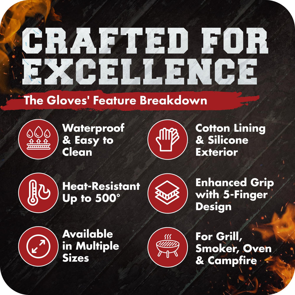 KITCHEN PERFECTION Silicone Oven & Griddle Gloves -Extreme Heat Resistant BBQ & Grilling Gloves -Handle Hot Food Right on Your Griddle |Waterproof Oven Mitts Grill Gloves |Superior Set+3 Bonuses