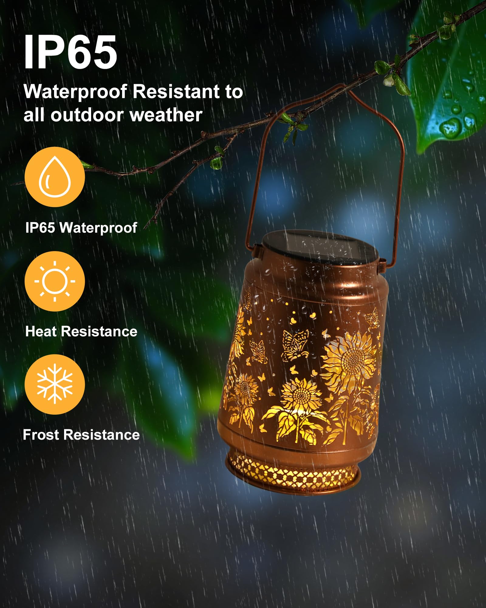 Solar Lanterns Outdoor Waterproof Hummingbird Elegant Garden Decor Birthday Gifts for Women Mom Grandma Sister Metal Hanging Solar Lights Outside Gardening Decorations for Backyard, Patio, Lawn, Porch