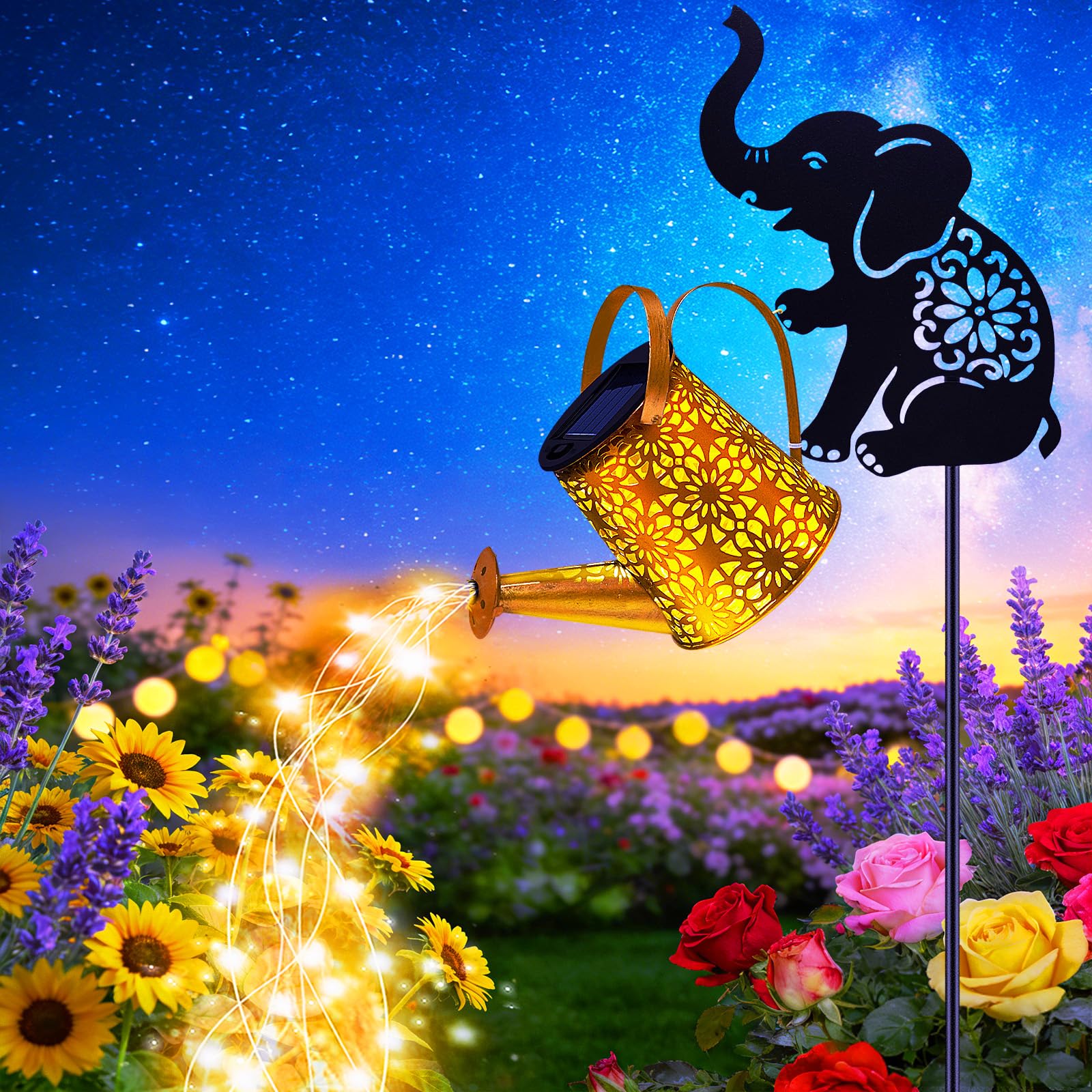 Solar Watering Can Lights, Cat Hanging Lantern Solar Lights Outdoor, Cat Lover Gifts for Mom Women Birthday Mother's Day Christmas, Waterproof Garden Decor Outside Patio Yard Pathway Backyard