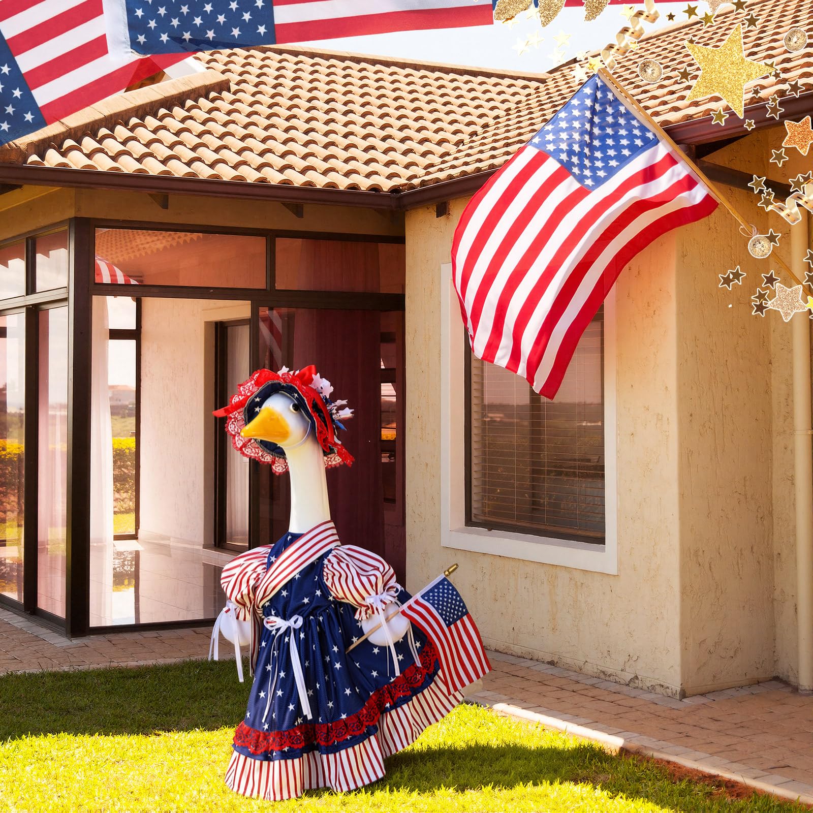 Suzile Fall Maple Porch Goose Outfit Autumn Goose Clothes for 23 Inch Cement or Plastic Geese Costume for Yard Lawn Outdoor Garden Patio Concrete Duck Statue Dress Thanksgiving Party Holiday Decor