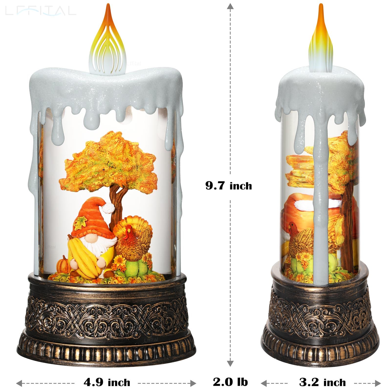 Snowman Christmas Snow Globe Lantern, Lighted Christmas Decorations for Home Candle Shaped Snow Lantern with Music Timer Glittering, Home Decor Festival Gife, USB & Battery Operated