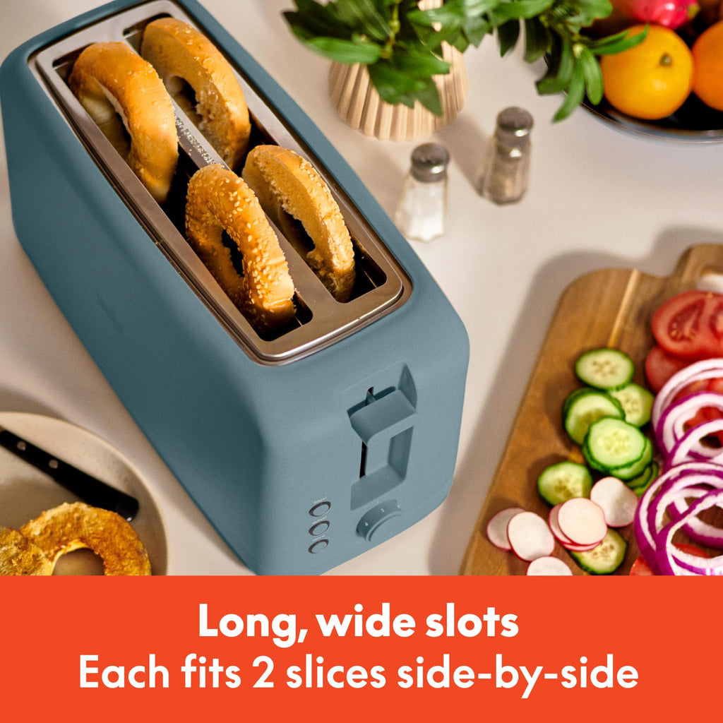 bella 2 Slice Slim Toaster, Fits-anywhere™ Kitchenware, 6 Setting Shade Control with Reheat & Cancel Buttons, Fits Sourdough, 10” Long Slot, Anti Jam & Auto Shutoff, 900 Watt, Surf