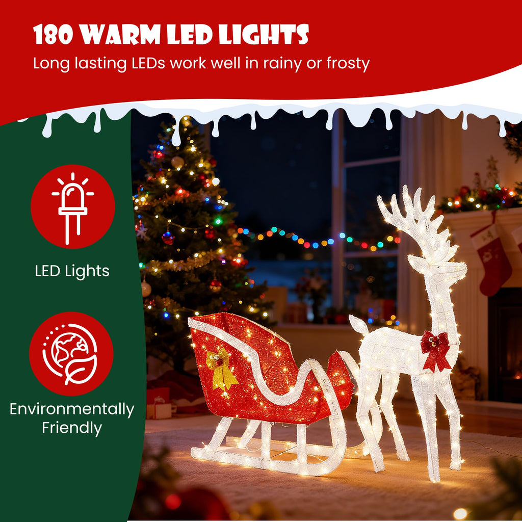 DUMOS 2-Piece Lighted Penguin Family Lovely Outdoor Christmas Decoration, Pop up Holiday Decor with 150 LED Lights for Yard, Garden, Storefront, White&Blue