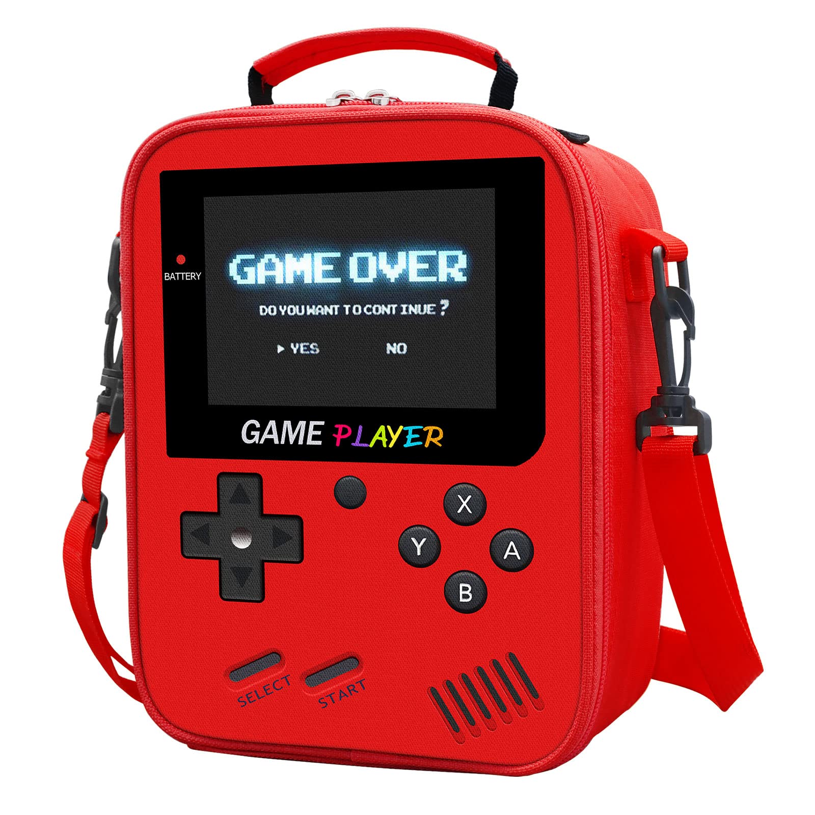 Boys Lunch Box for School, Gamer Kids Lunch Bag for Boys Girls, Insulated Video Game Lunchbox Waterproof Leakproof with Adjustable Shoulder Strap