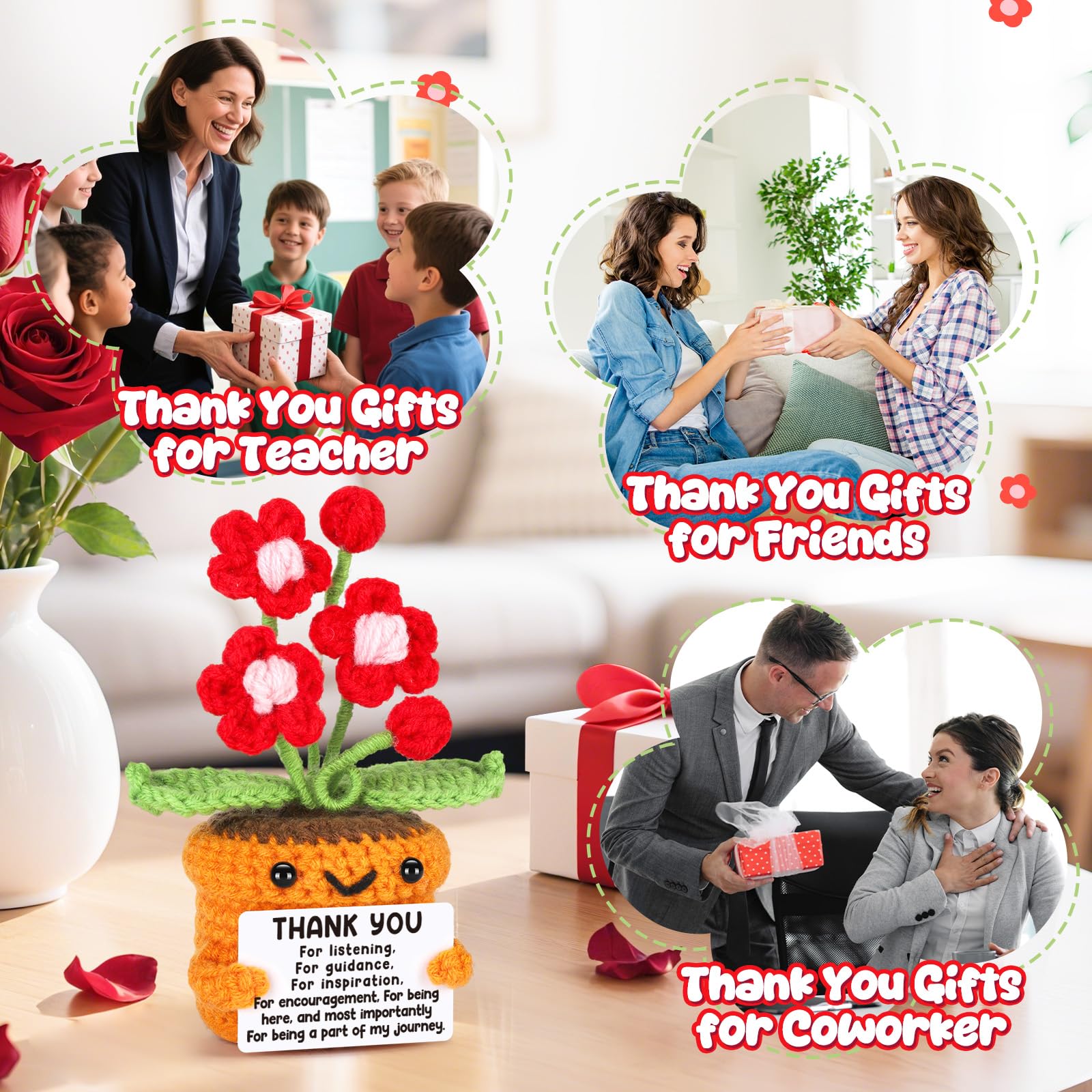 Agantree art Grandma Gifts for Grandma Birthday from Granddaughter Grandson – I Love You Crochet Flower Decor Grandparents Day Christmas for Great Grandma Gigi Nana