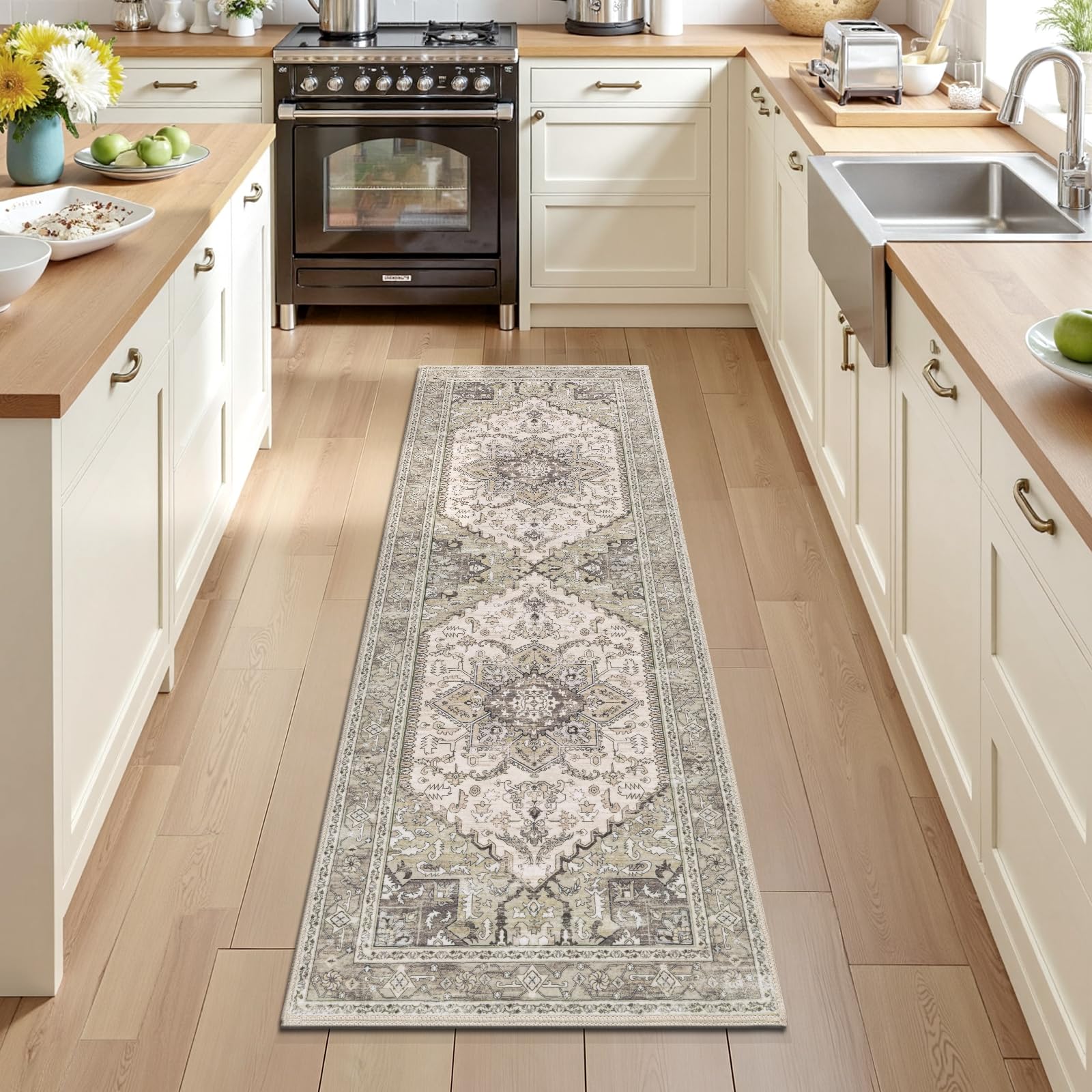 Yamaziot Christmas Kitchen Rugs Sets of 3, Non Slip Kitchen Mats for Floor with Rubber Backing, Holiday Christmas Snowflake Runner Rug Decor Home Decorations for Kitchen, Laundry Room, Hallway