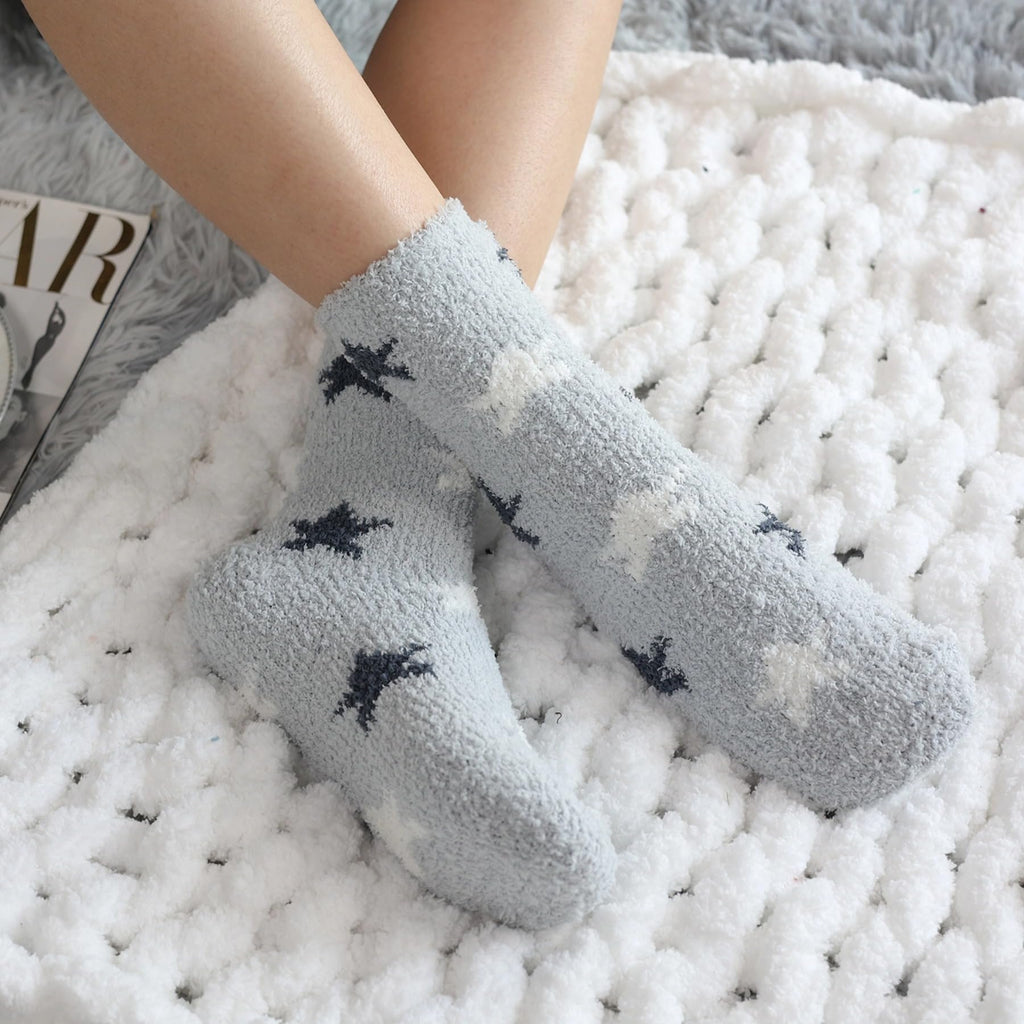 Plush Fuzzy Socks for Women Fluffy Cozy Slipper Socks Fall Thanksgiving Birthday Gifts for Her