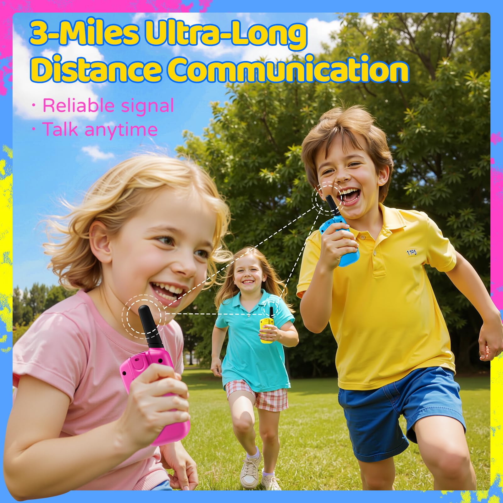 Walkie Talkies for Kids Games Outdoor Toys for 3-12 Year Old Boys Girls, 3 Miles Long Range Walkie Talkie to Camping Hiking, 4 Year Old Girl Birthday Gifts for 3 4 5 6 7 8 9 Year Old Boy Girl Gift